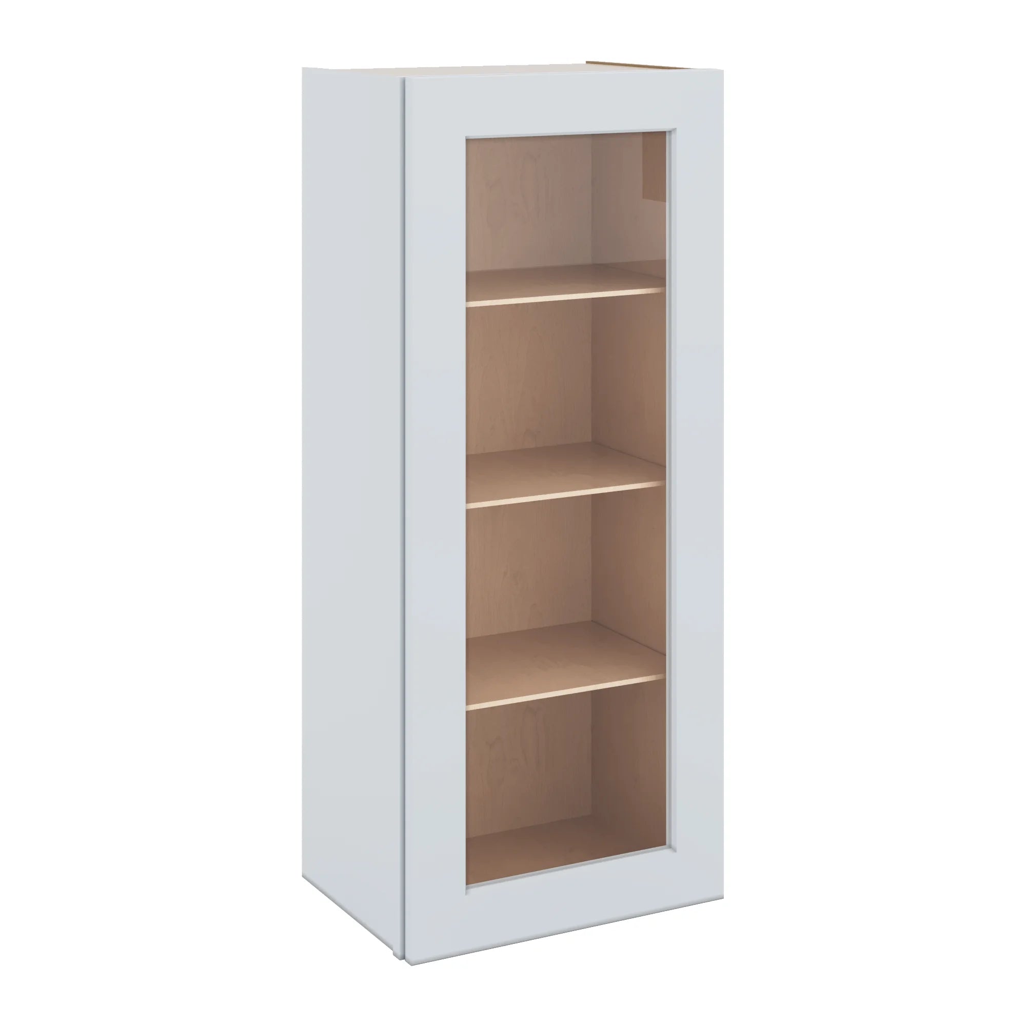J&K White Shaker S8 Wall Glass Cabinet - 18" W x 42" H (No Glass Insert)