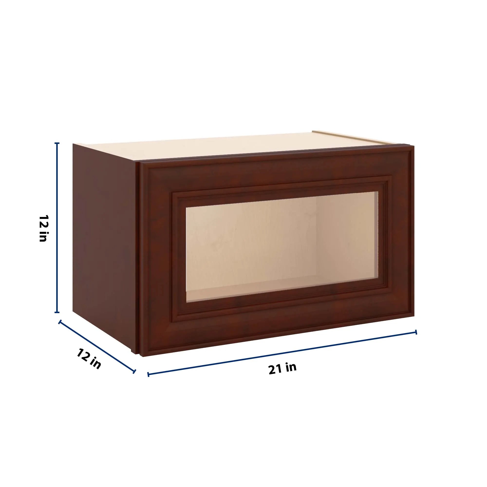 J&K Mahogany J5 Wall Glass Cabinet - 21" W x 12" H (No Glass Insert)