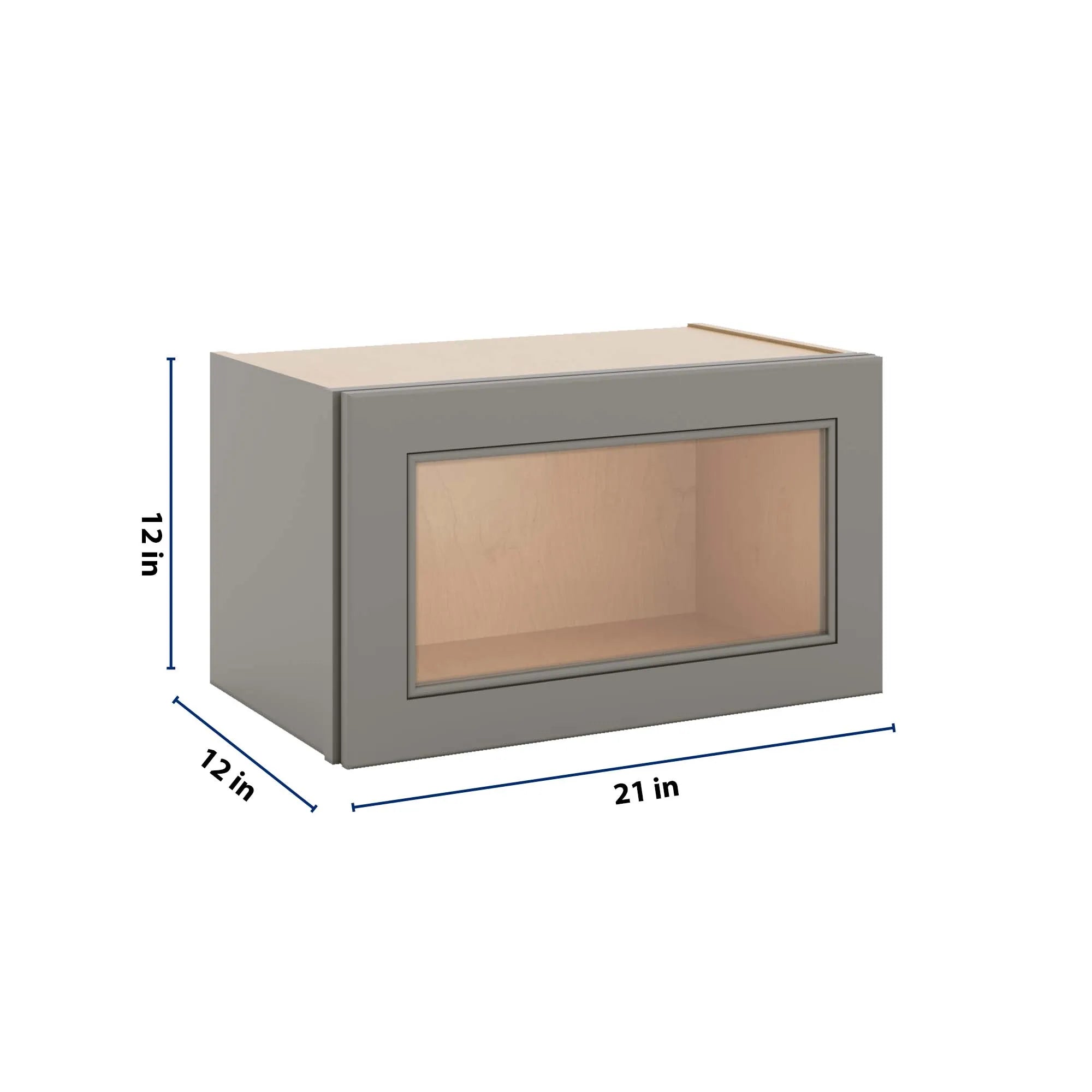 J&K Greige K3 Wall Glass Cabinet - 21" W x 12" H (No Glass Insert)