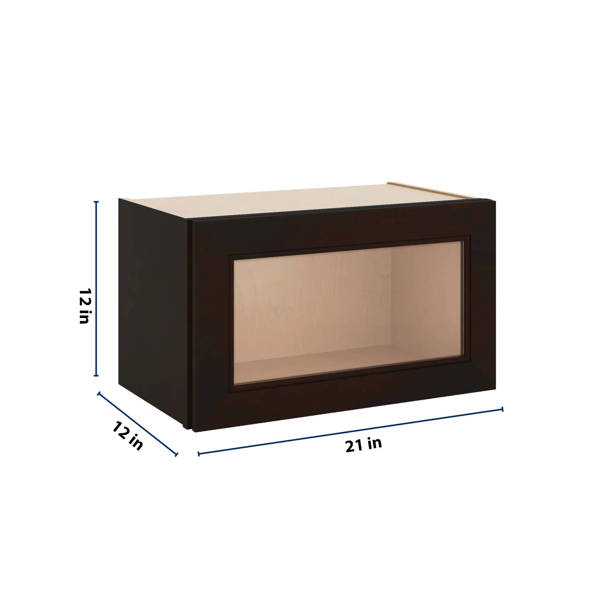 J&K Espresso K8 Wall Glass Cabinet - 21" W x 12" H (No Glass Insert)
