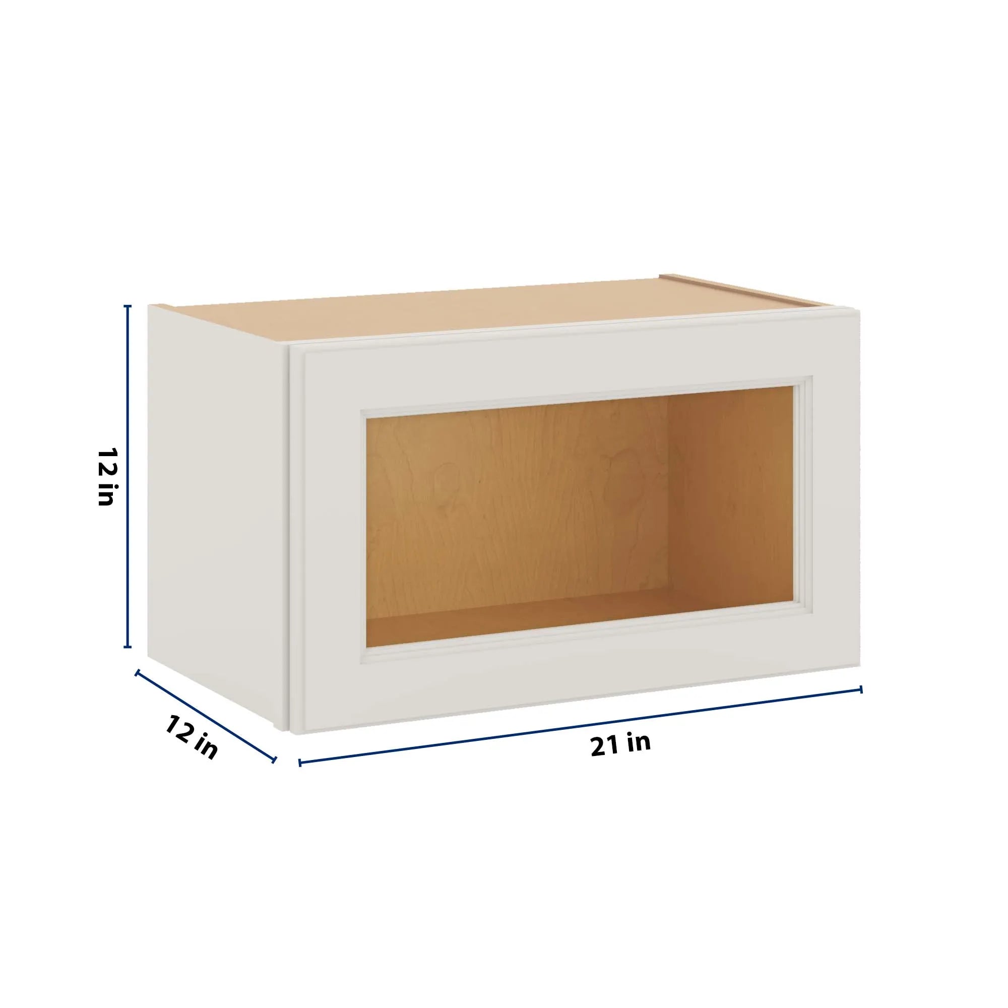 J&K Dove E1 Wall Glass Cabinet - 21" W x 12" H (No Glass Insert)