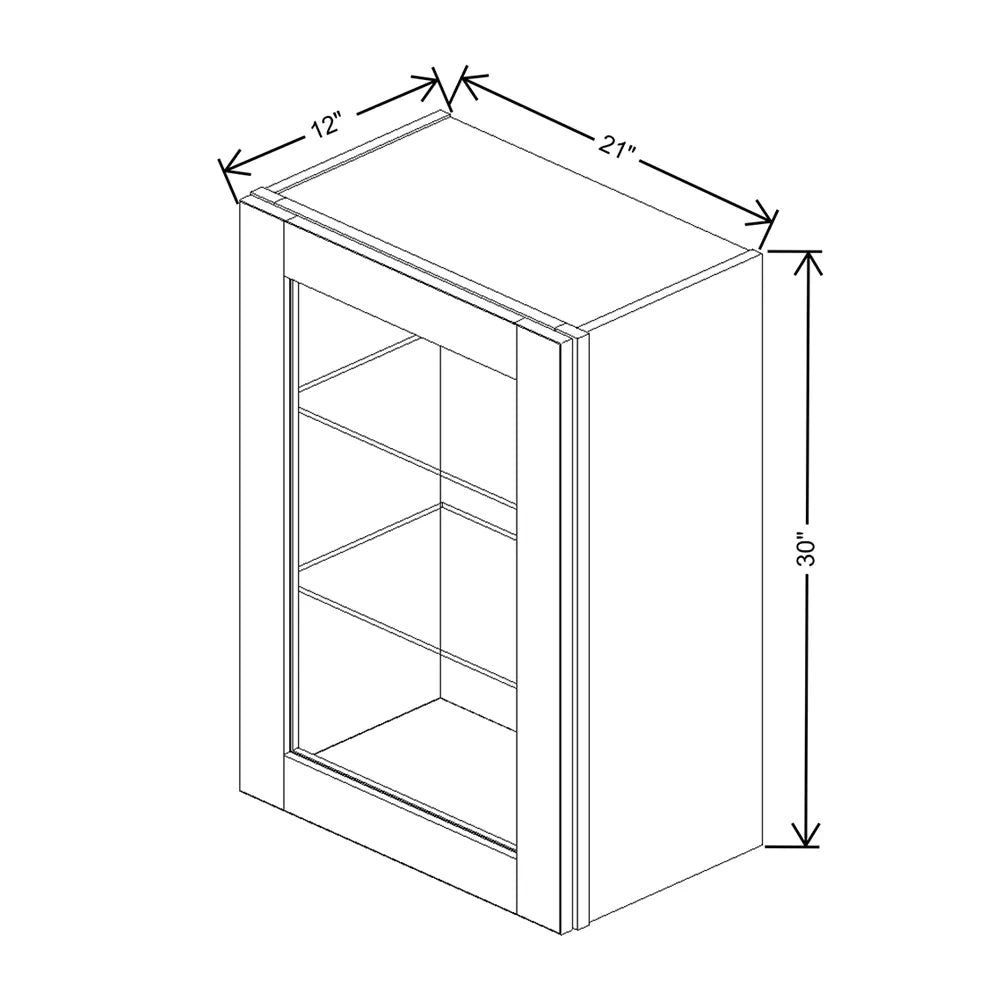 J&K Chocolate Glazed M01 Wall Glass Cabinet - 21" W x 30" H (No Glass Insert)