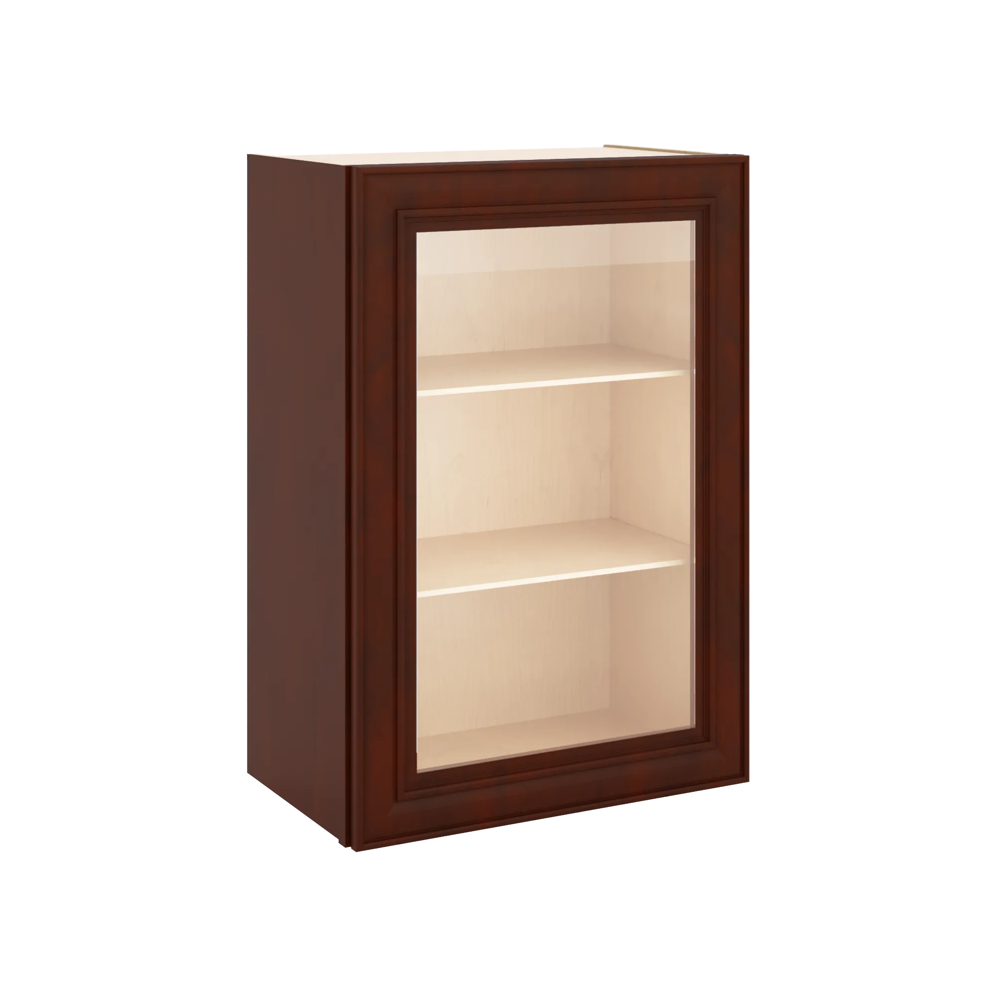 J&K Mahogany J5 Wall Glass Cabinet - 21" W x 30" H (No Glass Insert)