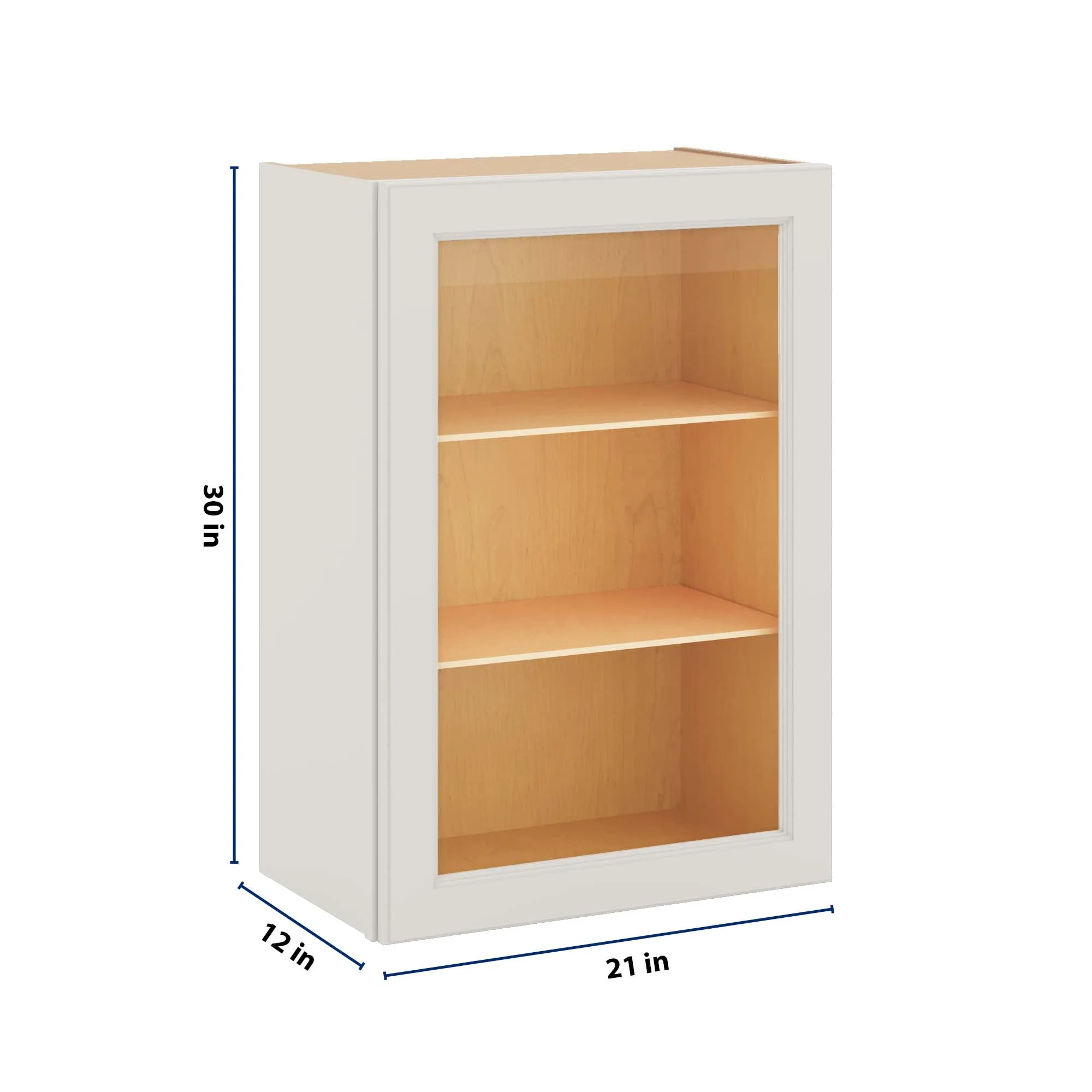 J&K Dove E1 Wall Glass Cabinet - 21" W x 30" H (No Glass Insert)