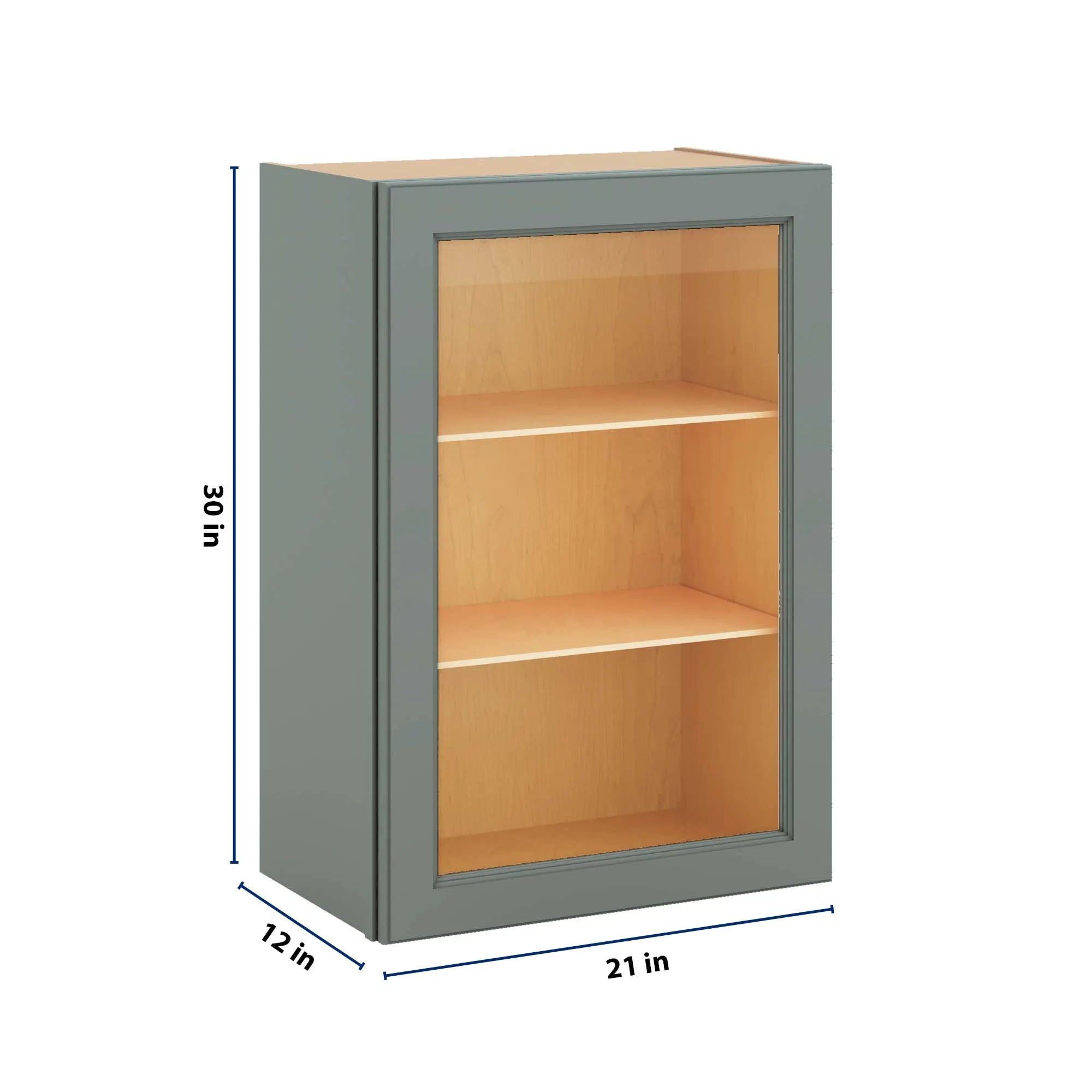J&K Sage E3 Wall Glass Cabinet - 21" W x 30" H (No Glass Insert)