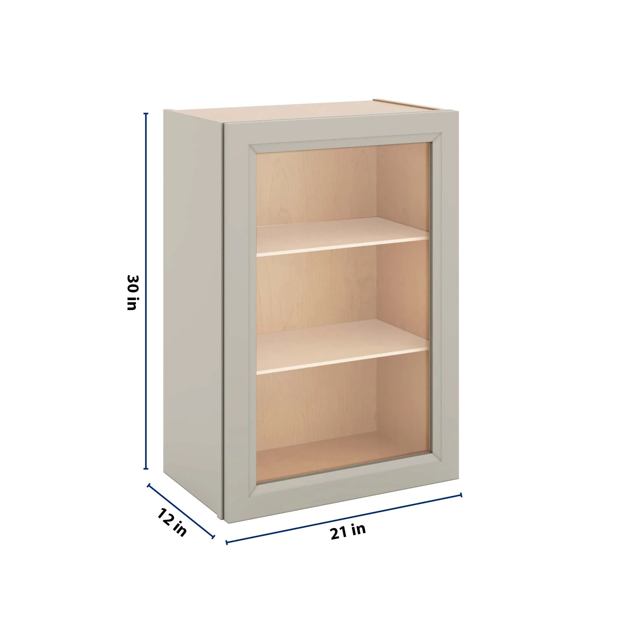 J&K Pebble B6 Wall Glass Cabinet - 21" W x 30" H (No Glass Insert)