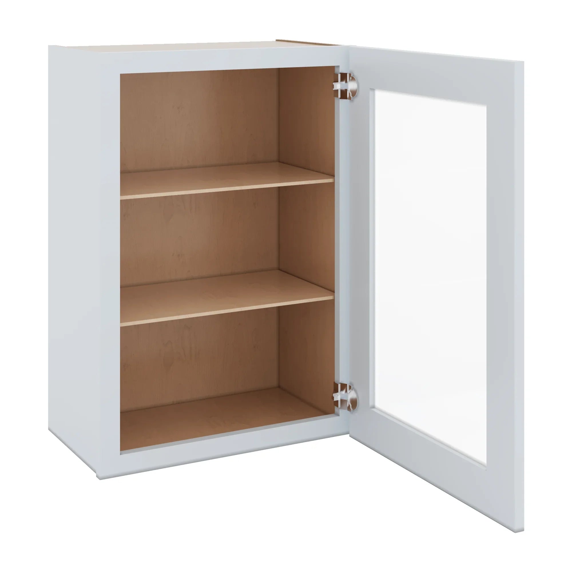 J&K White Shaker S8 Wall Glass Cabinet   21" W x 30" H (No Glass Insert)