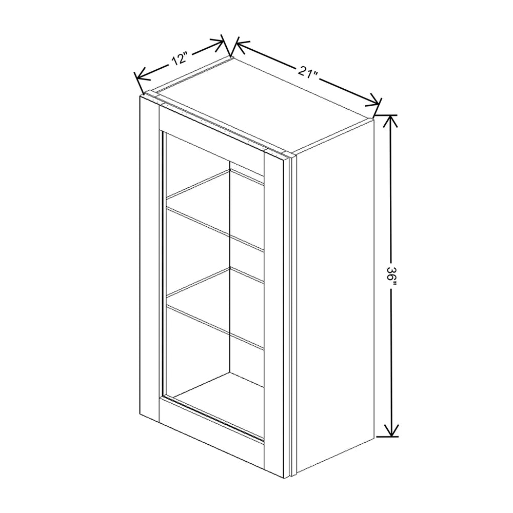 J&K Dove E1 Wall Glass Cabinet - 21" W x 36" H (No Glass Insert)