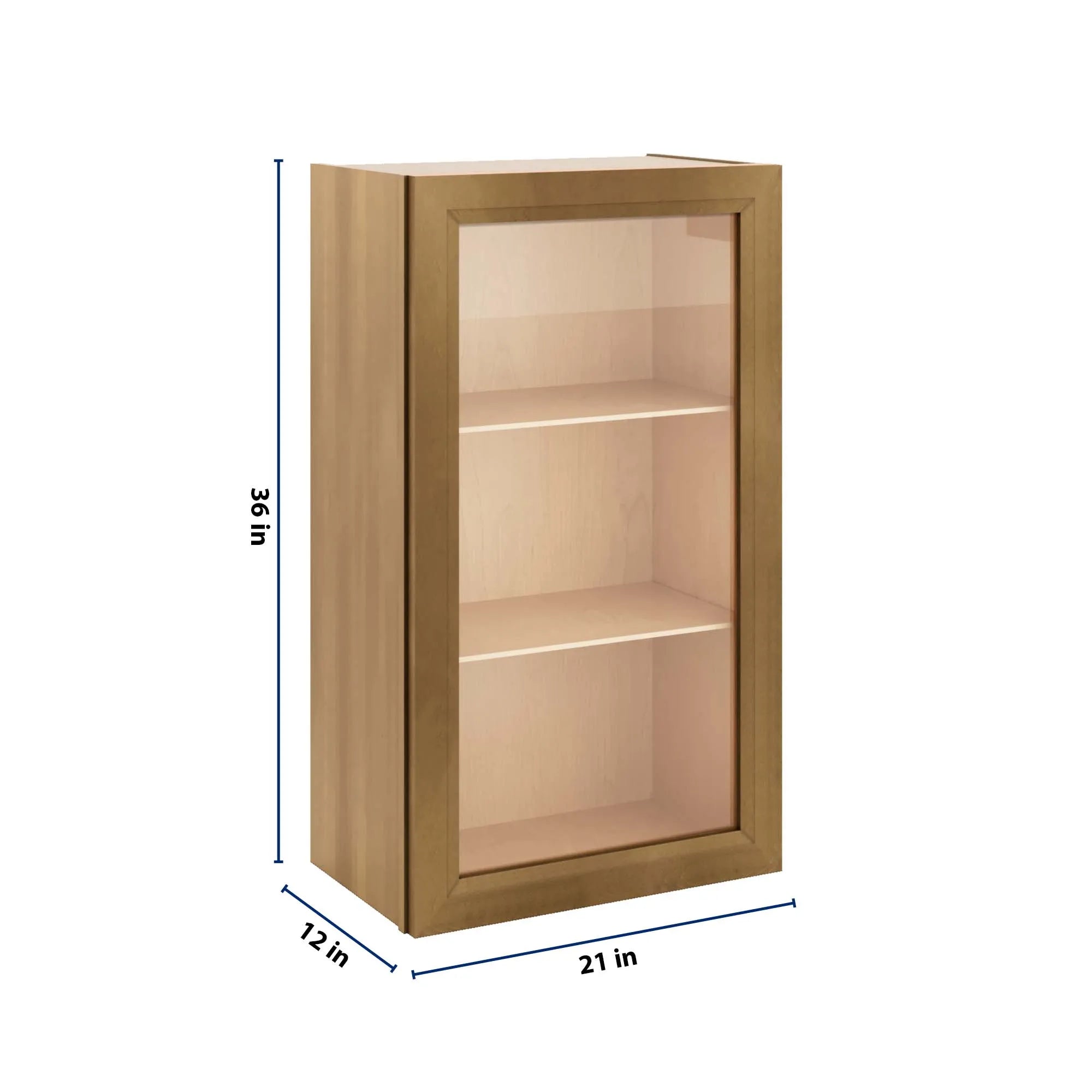 J&K Butterscotch B8 Wall Glass Cabinet - 21" W x 36" H (No Glass Insert)