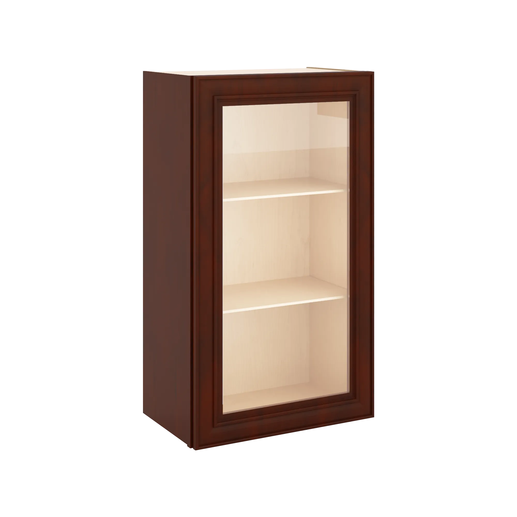 J&K Mahogany J5 Wall Glass Cabinet - 21" W x 36" H (No Glass Insert)
