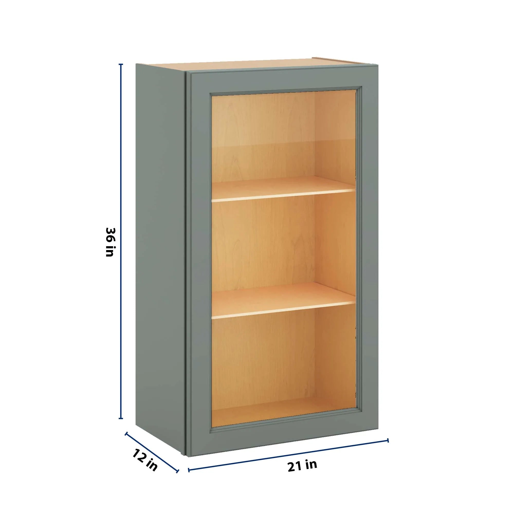 J&K Sage E3 Wall Glass Cabinet - 21" W x 36" H (No Glass Insert)
