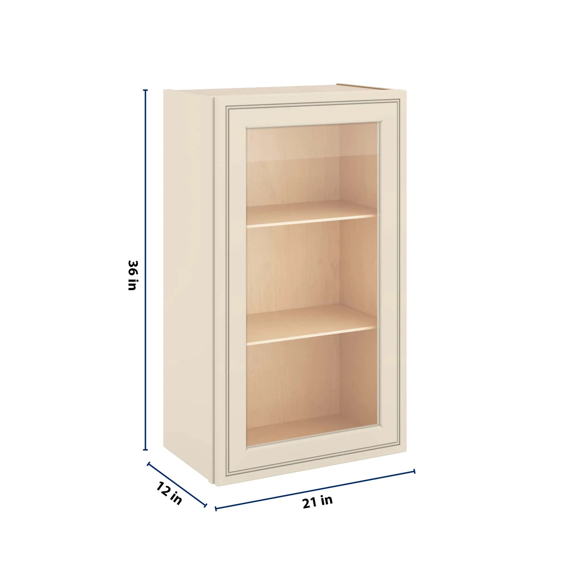 J&K Pearl Glazed H9 Wall Glass Cabinet - 21" W x 36" H (No Glass Insert)