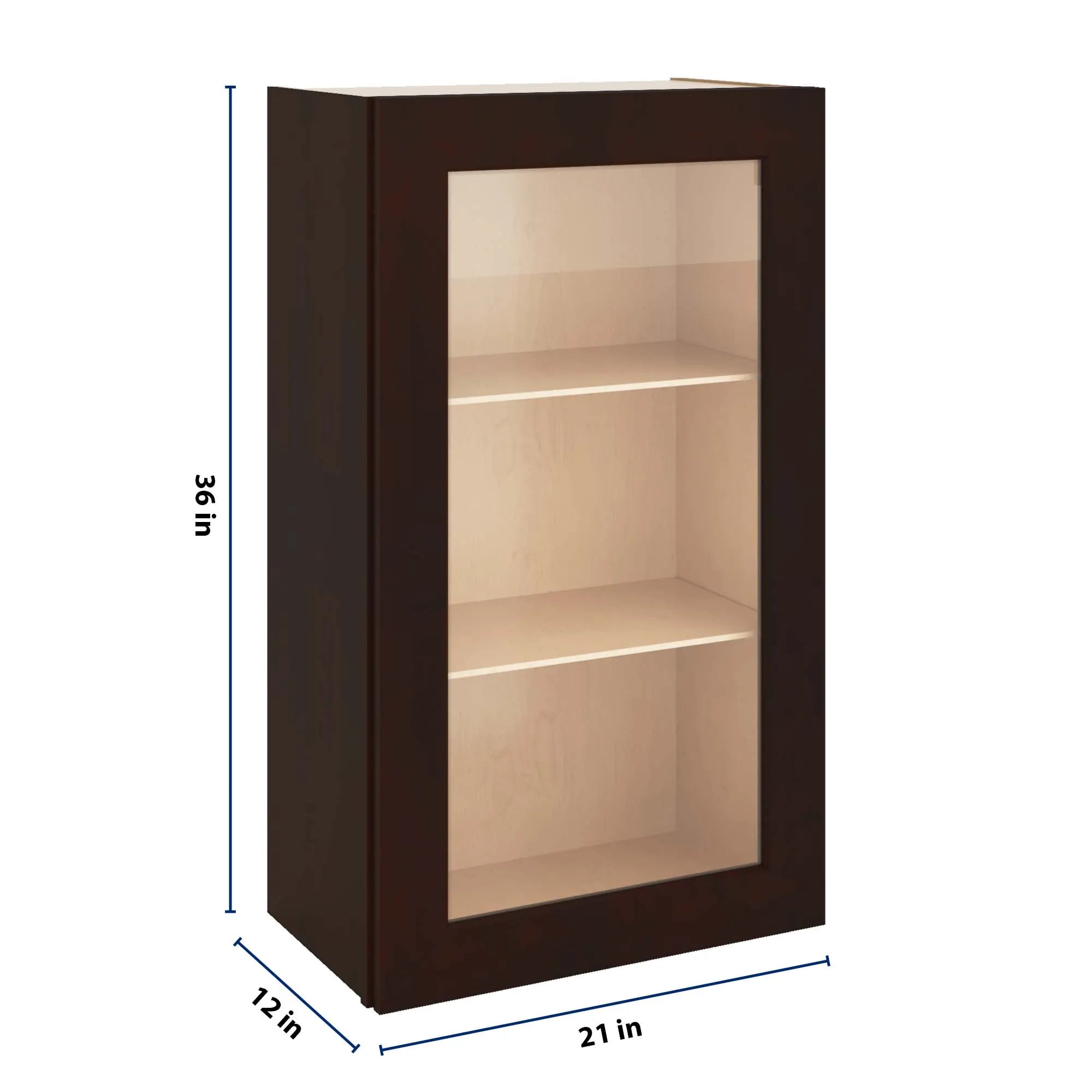 J&K Java Coffee S1 Wall Glass Cabinet - 21" W x 36" H (No Glass Insert)