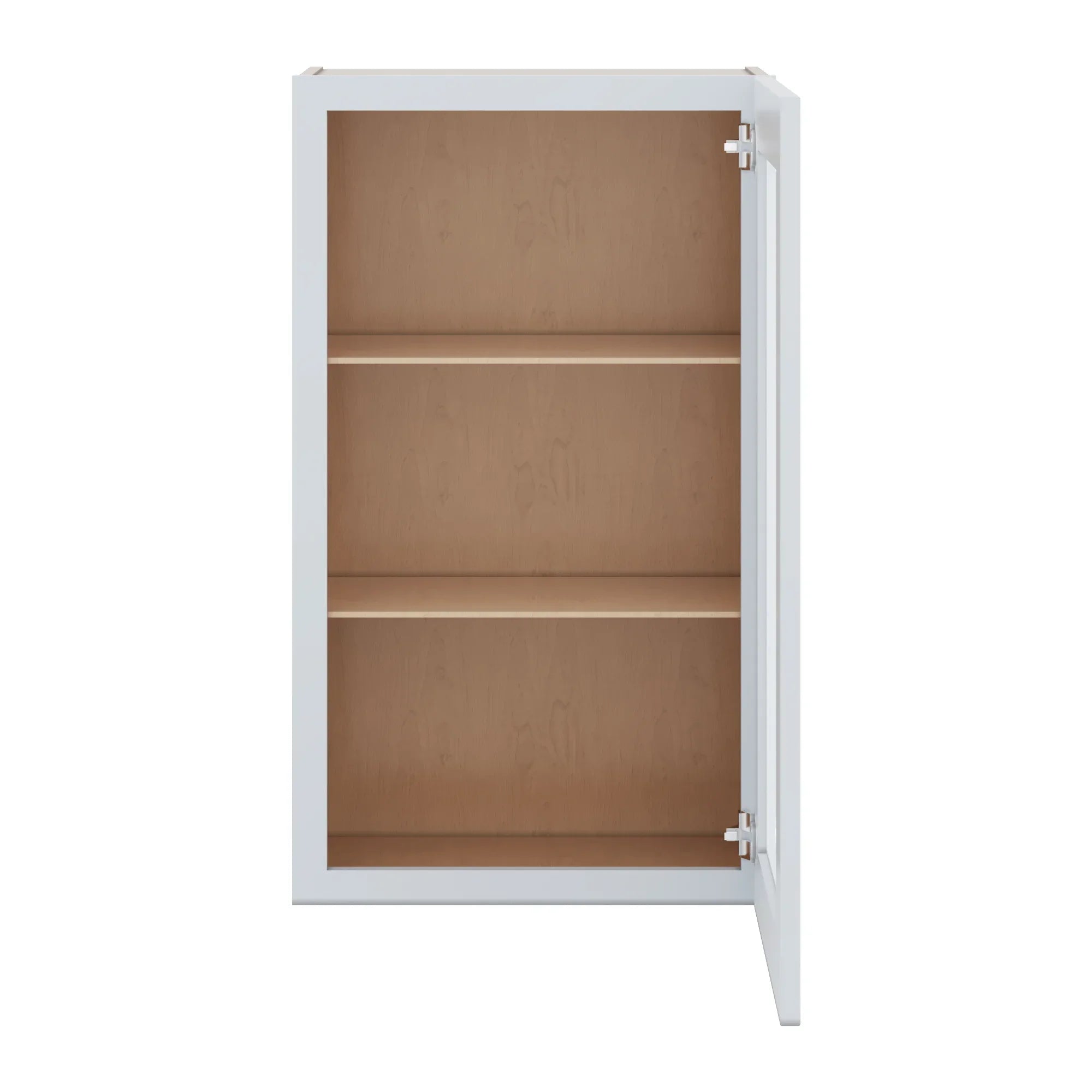 J&K White Shaker S8 Wall Glass Cabinet   21" W x 36" H (No Glass Insert)