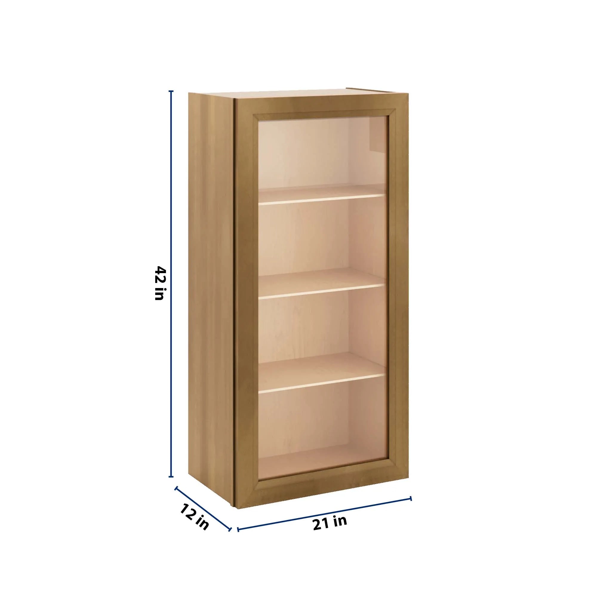 J&K Butterscotch B8 Wall Glass Cabinet - 21" W x 42" H (No Glass Insert)