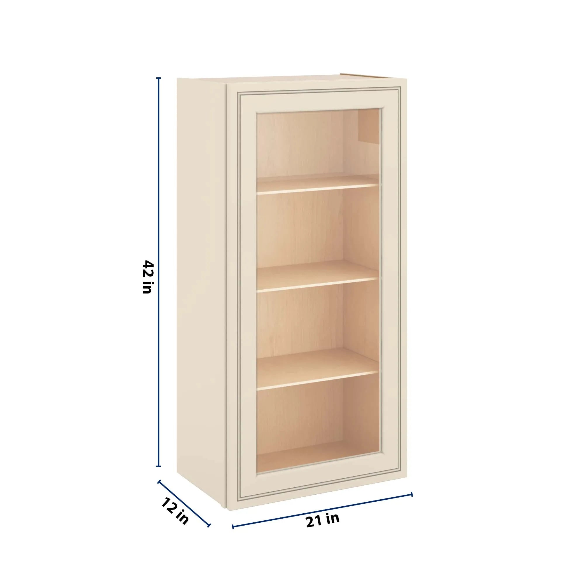 J&K Pearl Glazed H9 Wall Glass Cabinet - 21" W x 42" H (No Glass Insert)