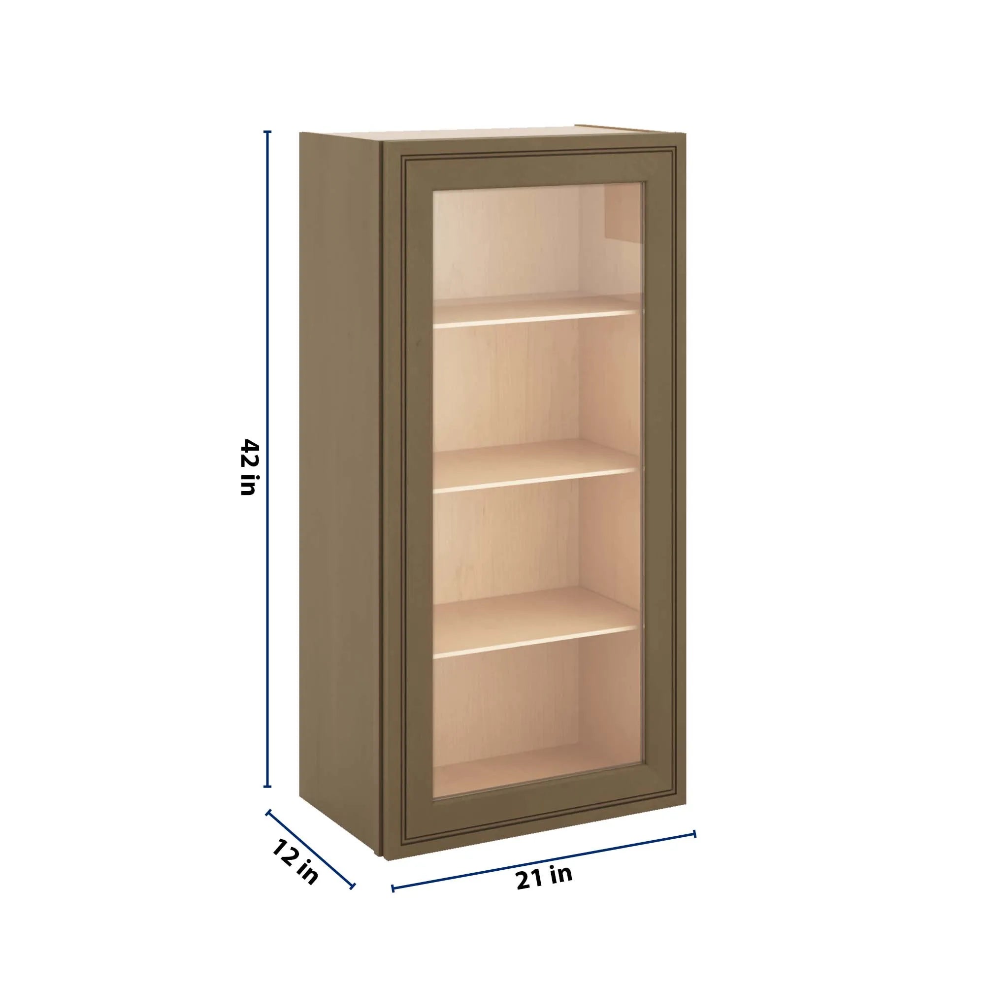 J&K Hazel H8 Wall Glass Cabinet - 21" W x 42" H (No Glass Insert)