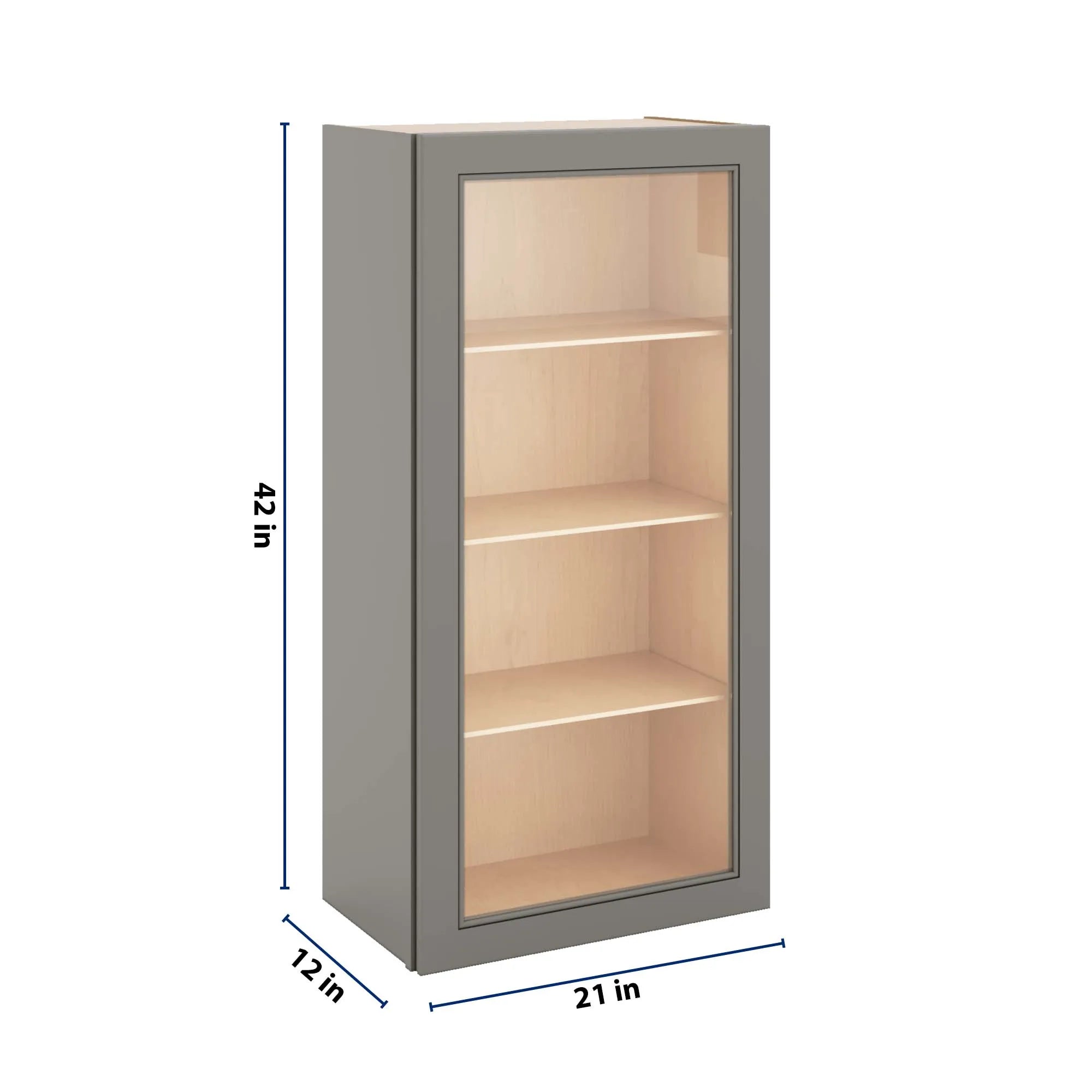 J&K Greige K3 Wall Glass Cabinet - 21" W x 42" H (No Glass Insert)