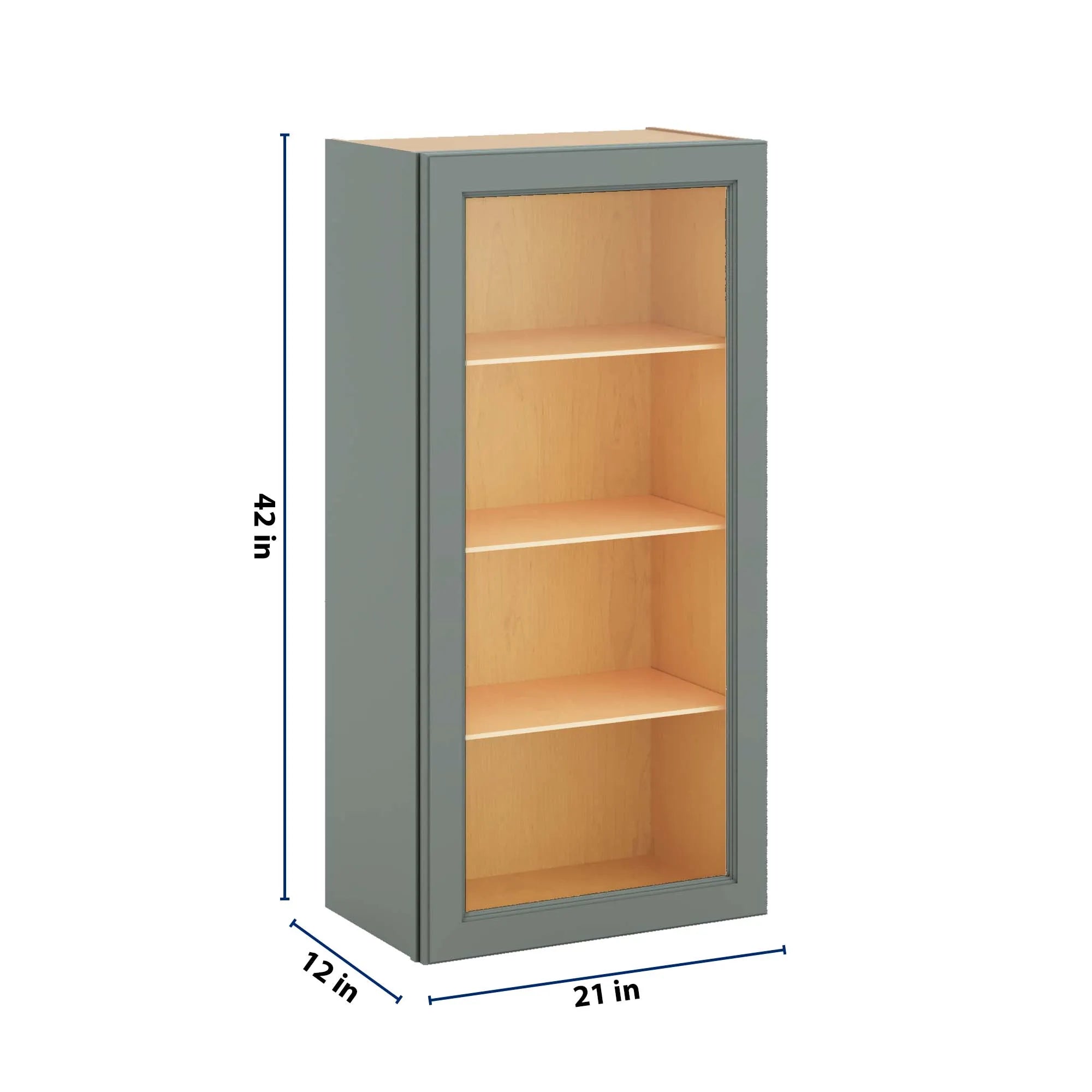 J&K Sage E3 Wall Glass Cabinet - 21" W x 42" H (No Glass Insert)