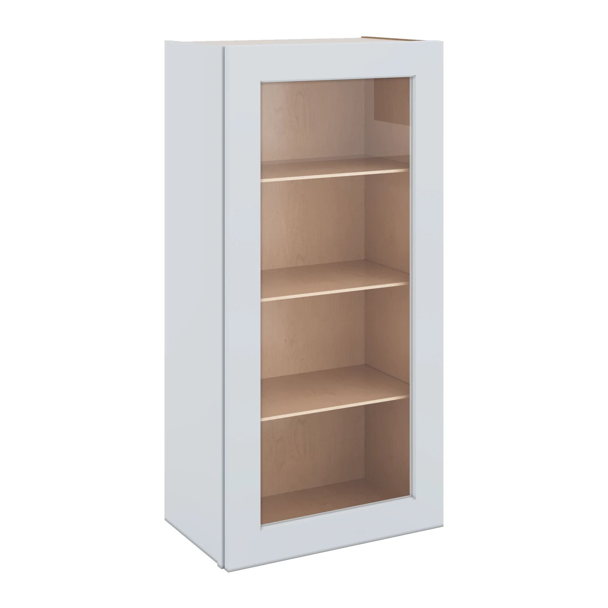 J&K White Shaker S8 Wall Glass Cabinet - 21" W x 42" H (No Glass Insert)