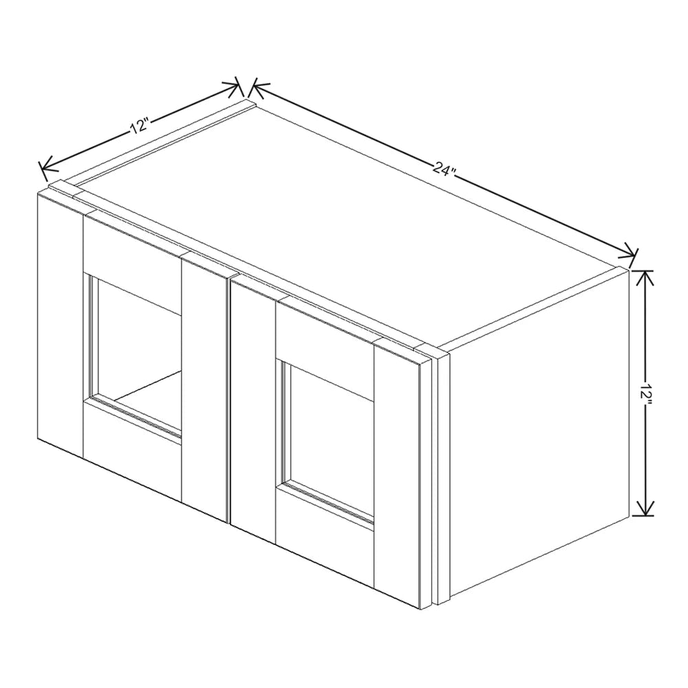 J&K Castle Grey S5 Wall Glass Cabinet - 24" W x 12" H (No Glass Insert)