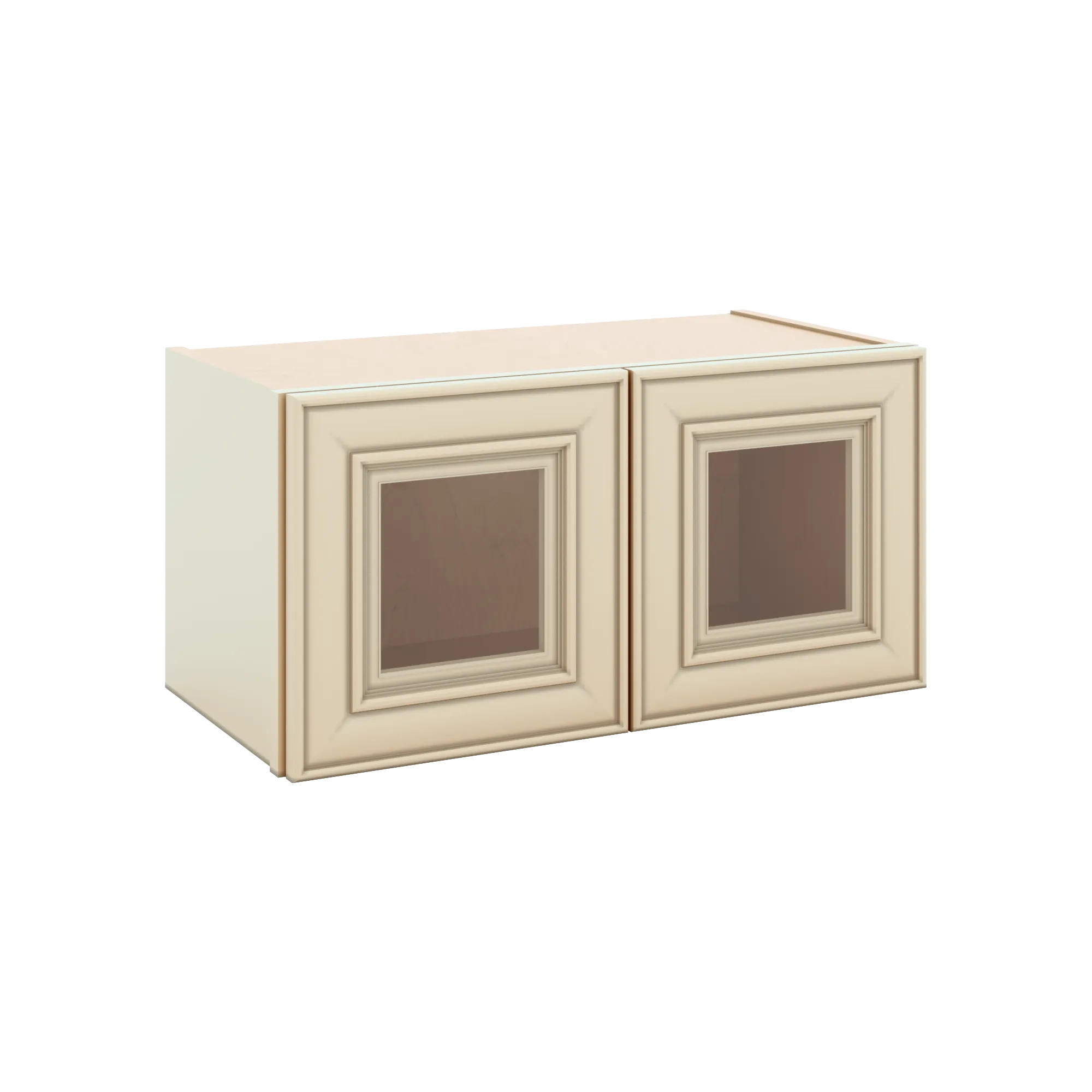 J&K Creme Glazed A7 Wall Glass Cabinet - 24" W x 12" H (No Glass Insert)