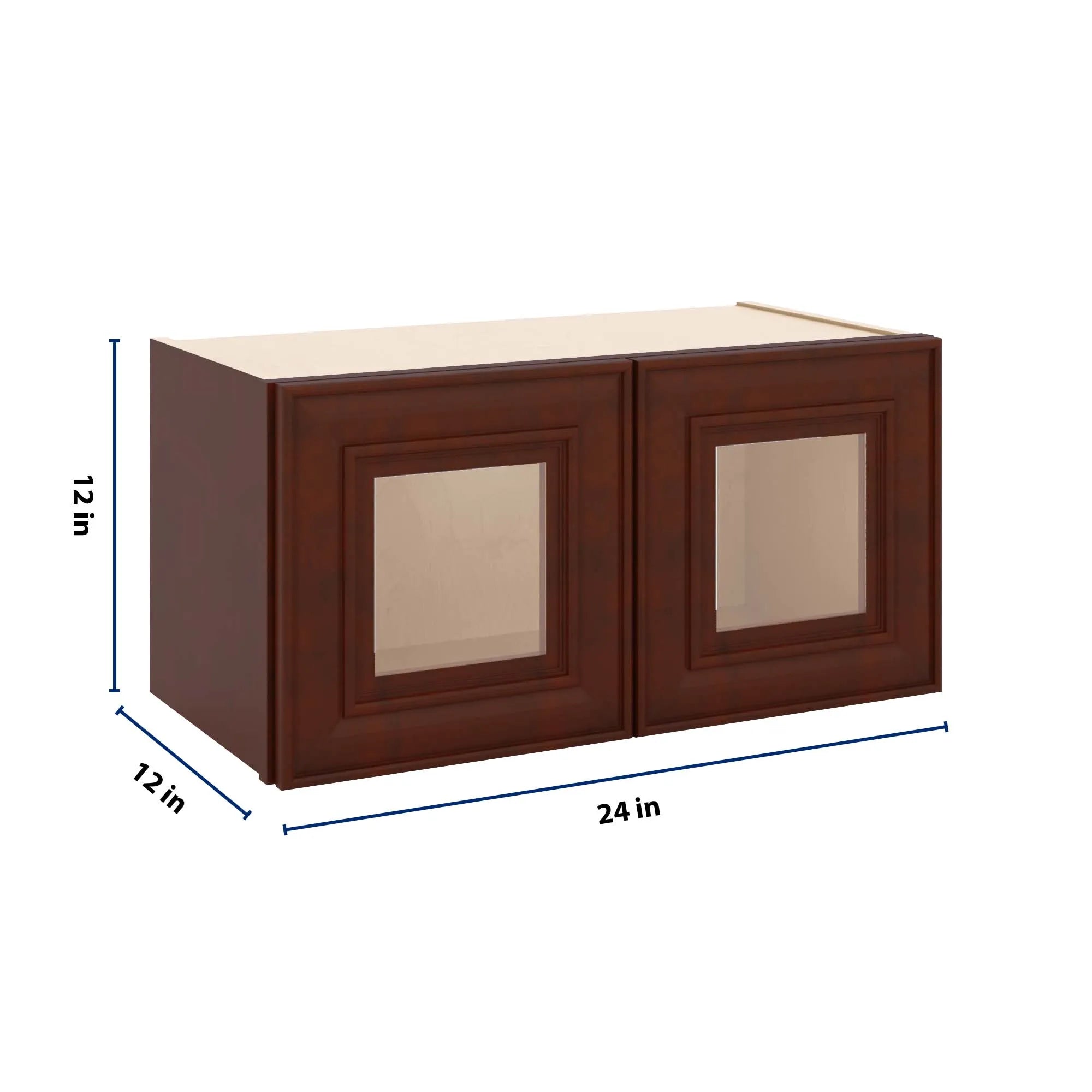 J&K Mahogany J5 Wall Glass Cabinet - 24" W x 12" H (No Glass Insert)