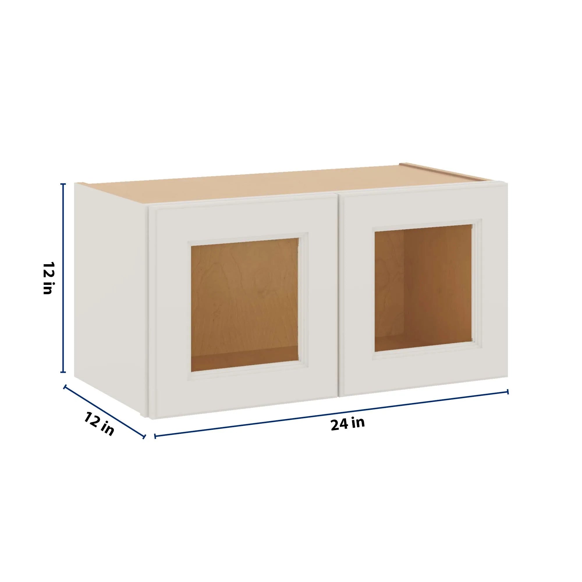 J&K Dove E1 Wall Glass Cabinet - 24" W x 12" H (No Glass Insert)