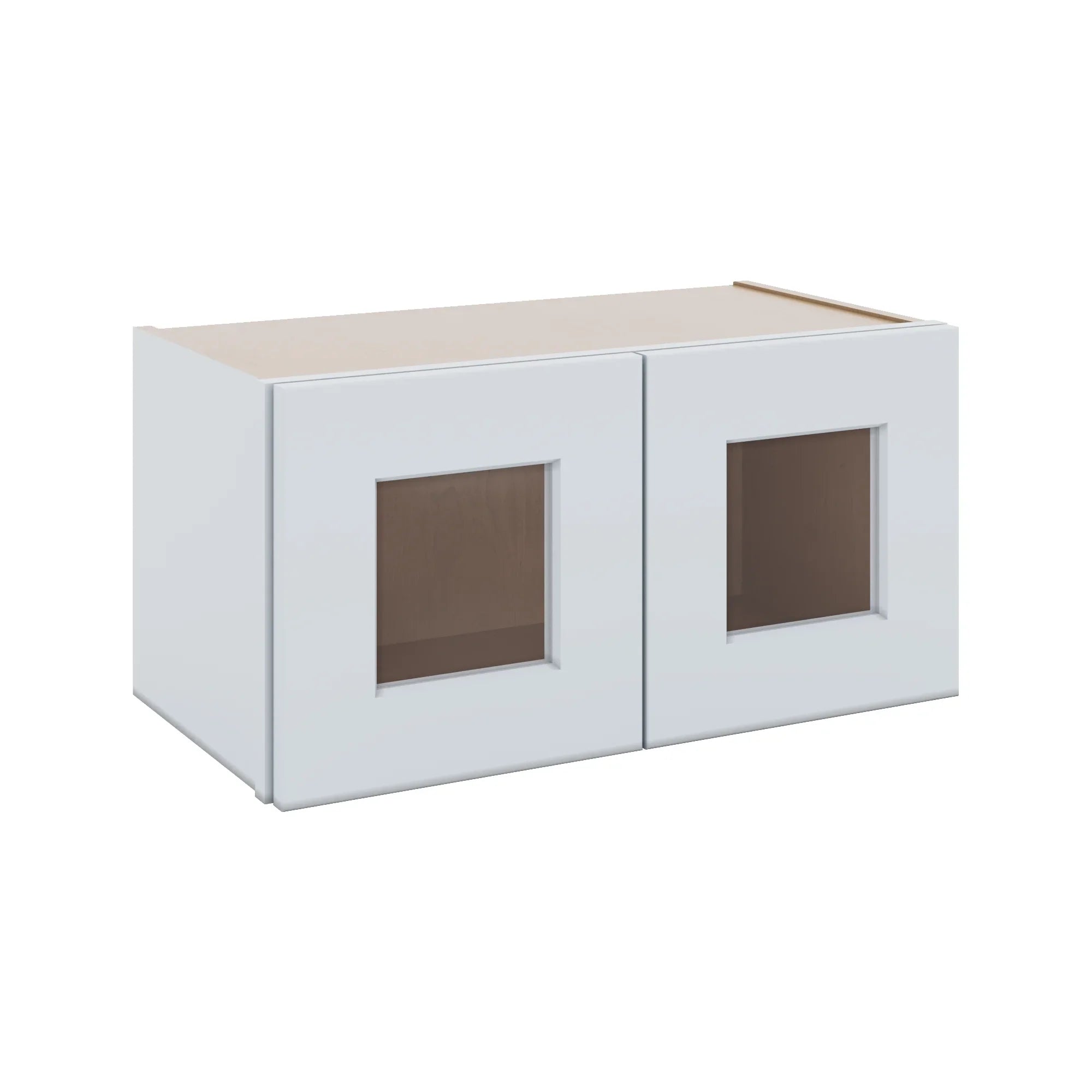 J&K White Shaker S8 Wall Glass Cabinet - 24" W x 12" H (No Glass Insert)