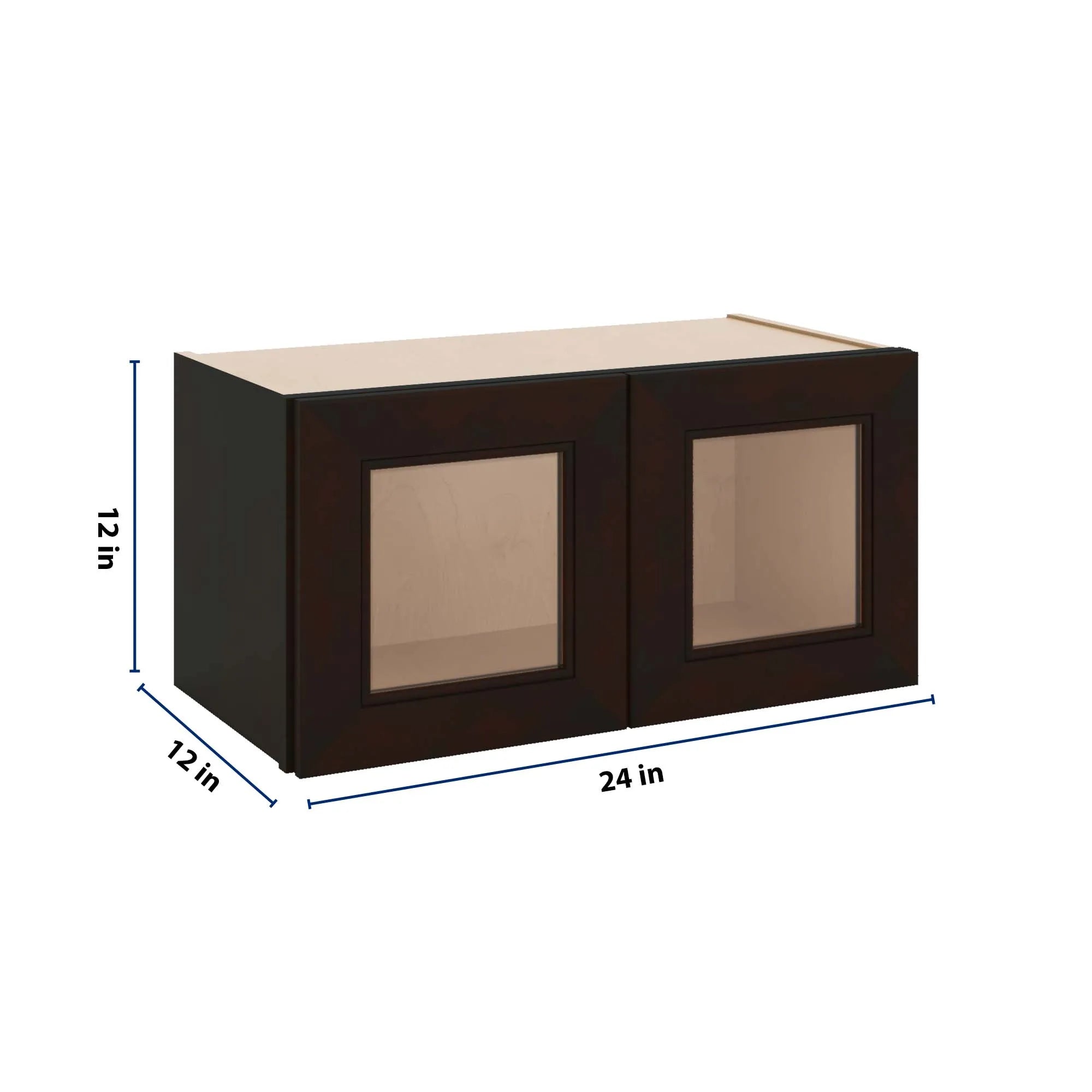 J&K Espresso K8 Wall Glass Cabinet - 24" W x 12" H (No Glass Insert)
