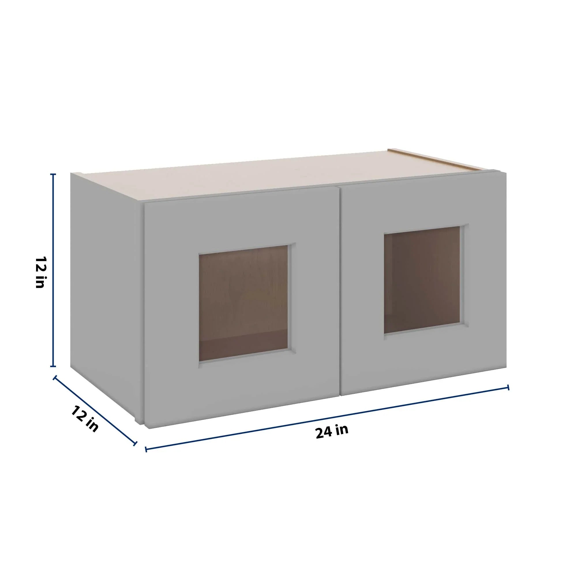 J&K Castle Grey S5 Wall Glass Cabinet - 24" W x 12" H (No Glass Insert)