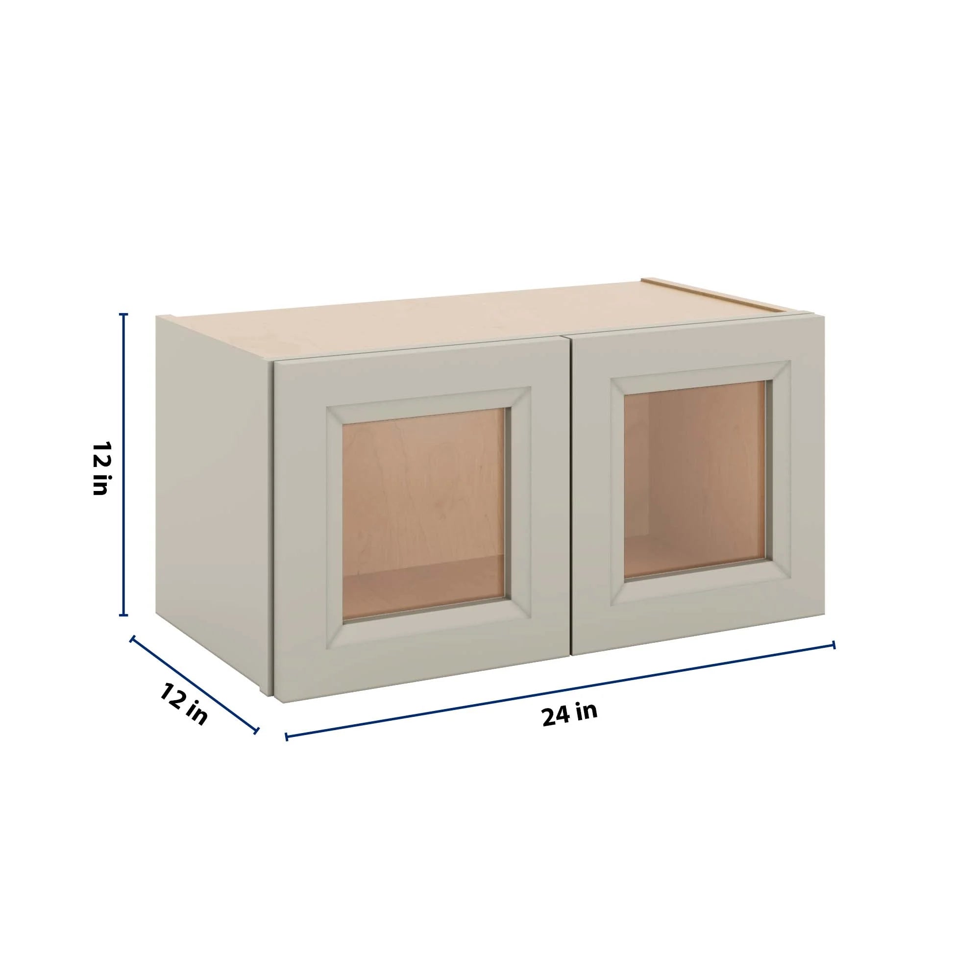 J&K Pebble B6 Wall Glass Cabinet - 24" W x 12" H (No Glass Insert)