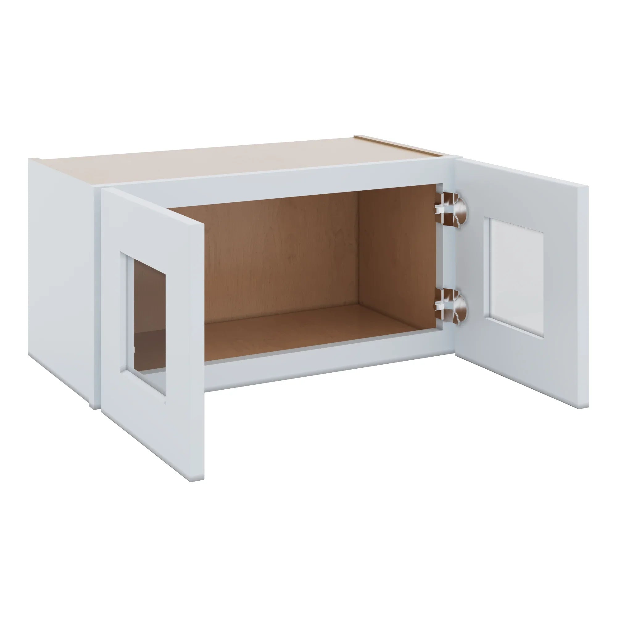 J&K White Shaker S8 Wall Glass Cabinet   24" W x 12" H (No Glass Insert)