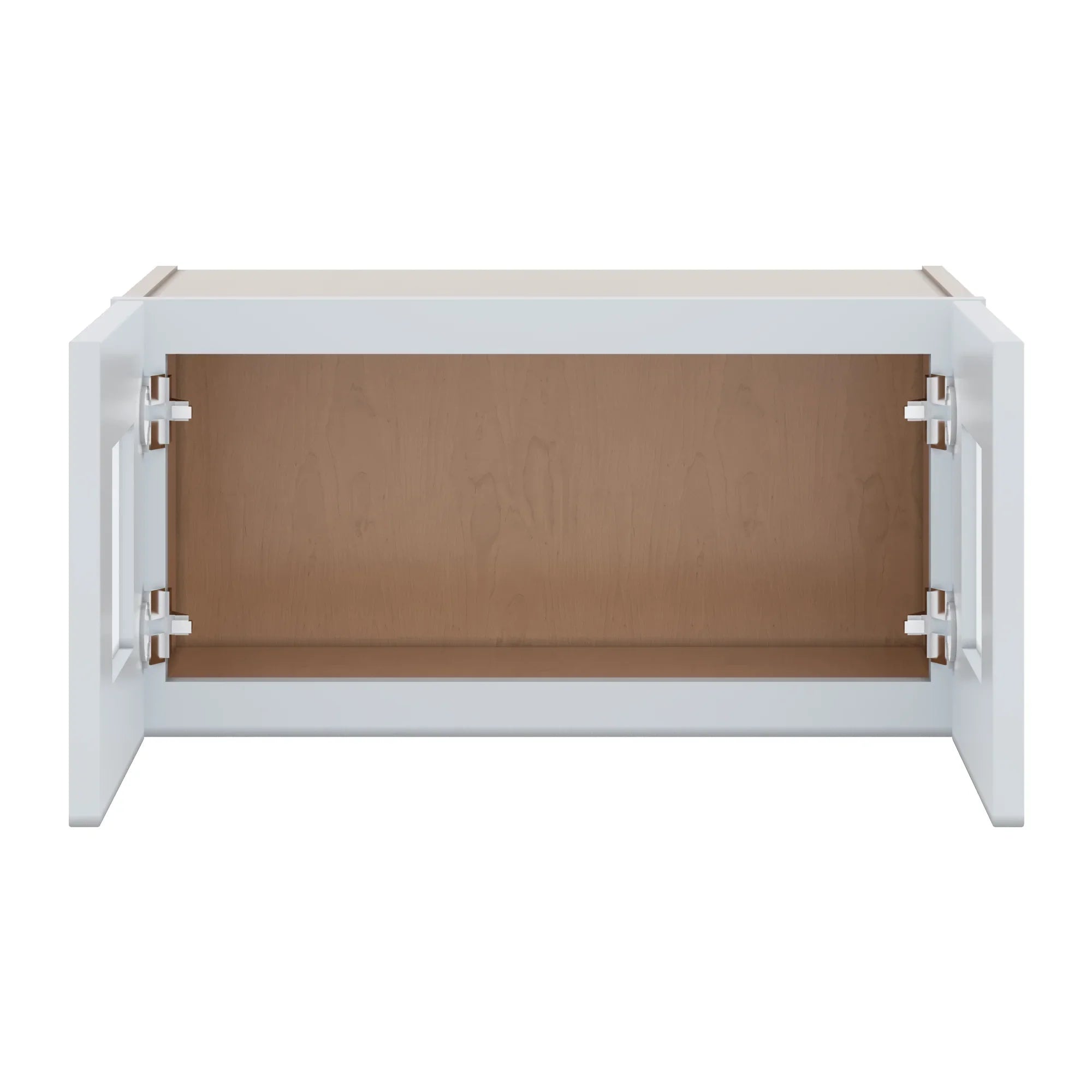 J&K White Shaker S8 Wall Glass Cabinet   24" W x 12" H (No Glass Insert)