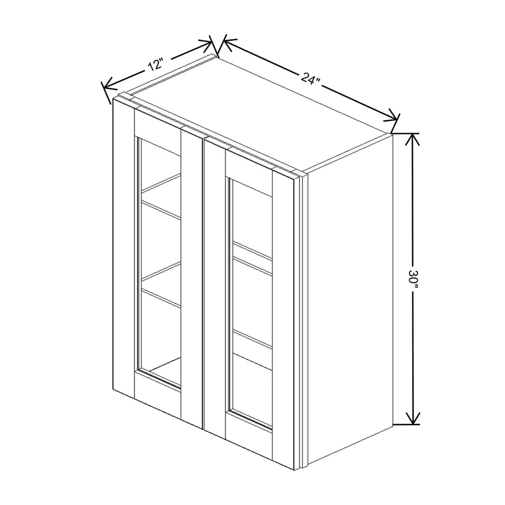 J&K Dove E1 Wall Glass Cabinet - 24" W x 30" H (No Glass Insert)