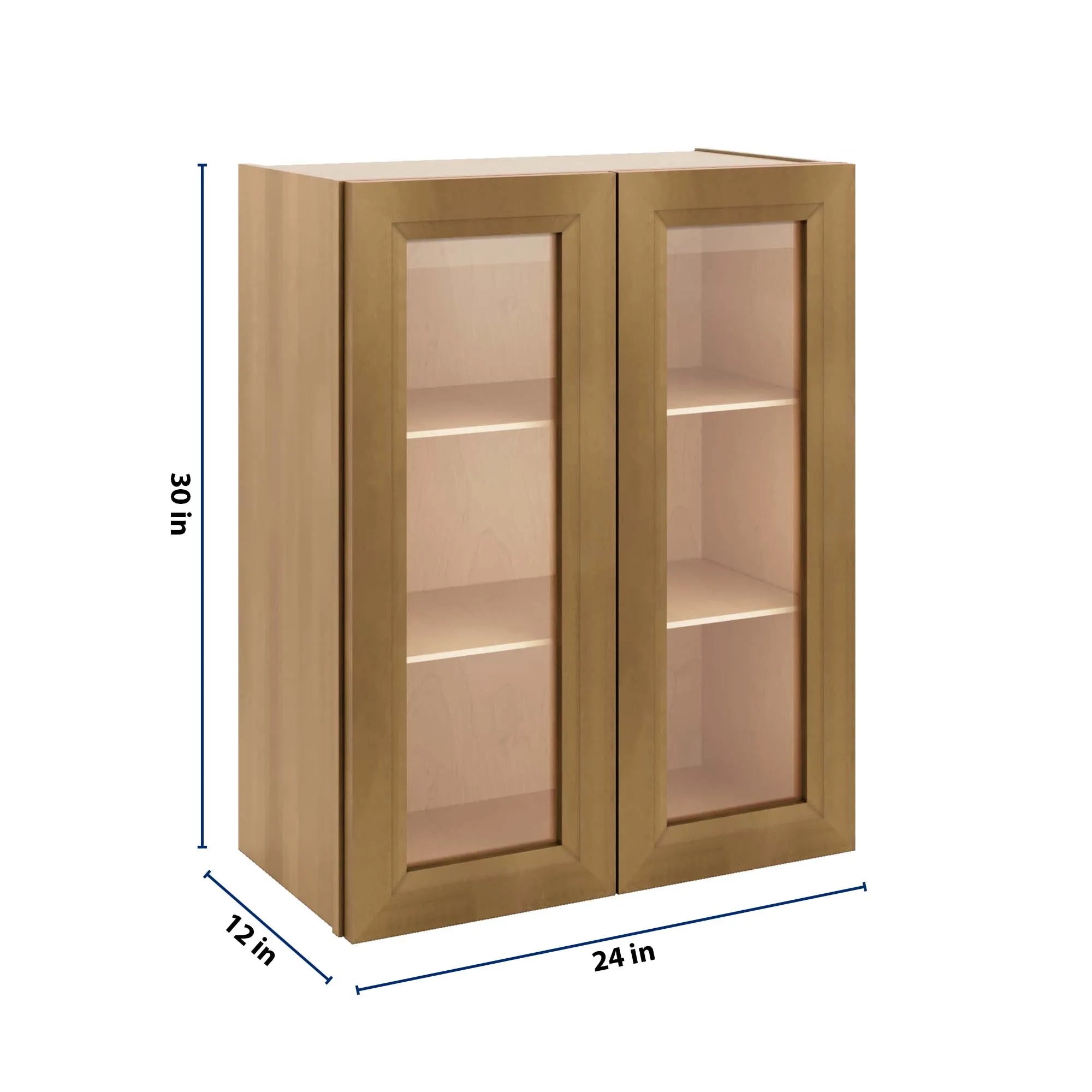 J&K Butterscotch B8 Wall Glass Cabinet - 24" W x 30" H (No Glass Insert)