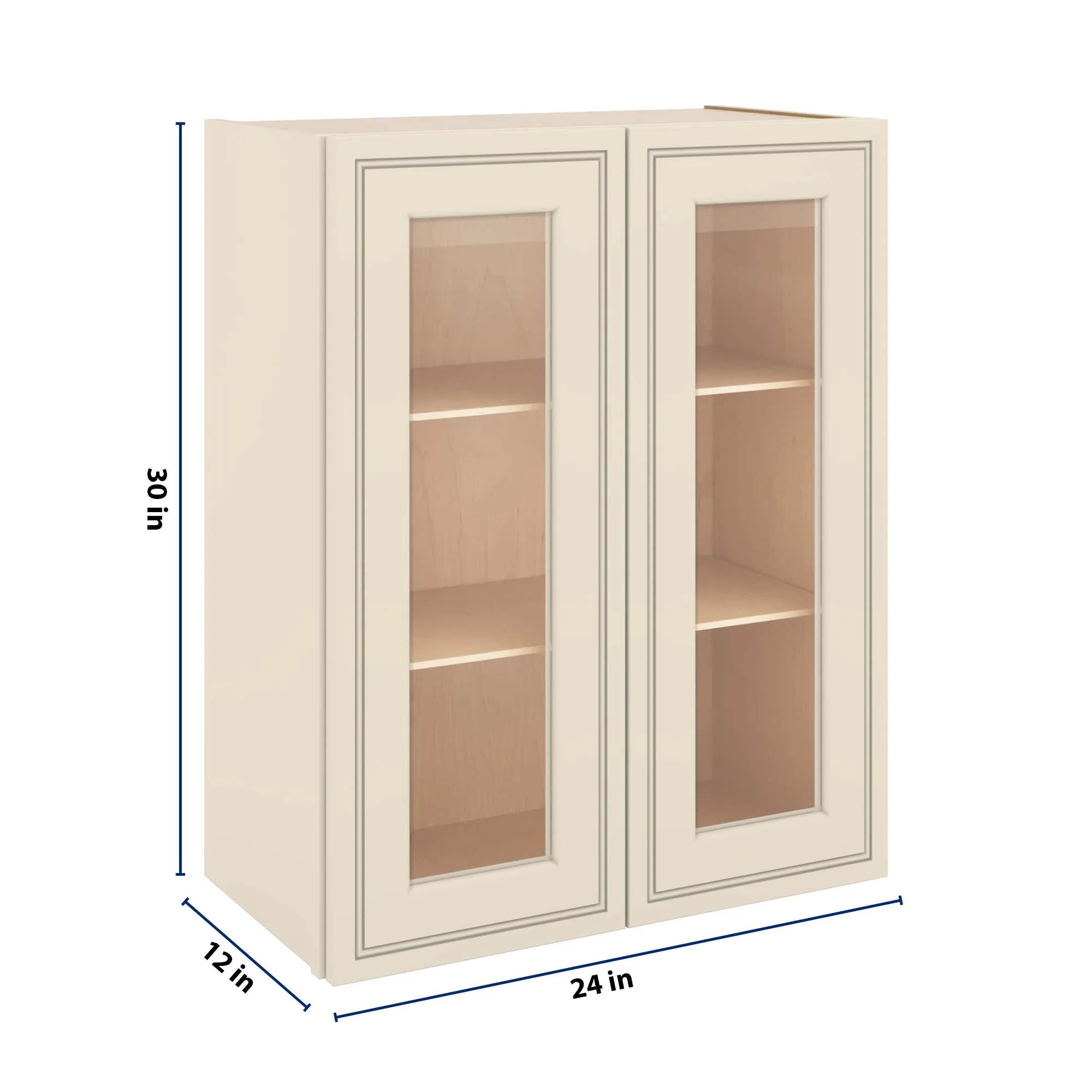 J&K Pearl Glazed H9 Wall Glass Cabinet - 24" W x 30" H (No Glass Insert)
