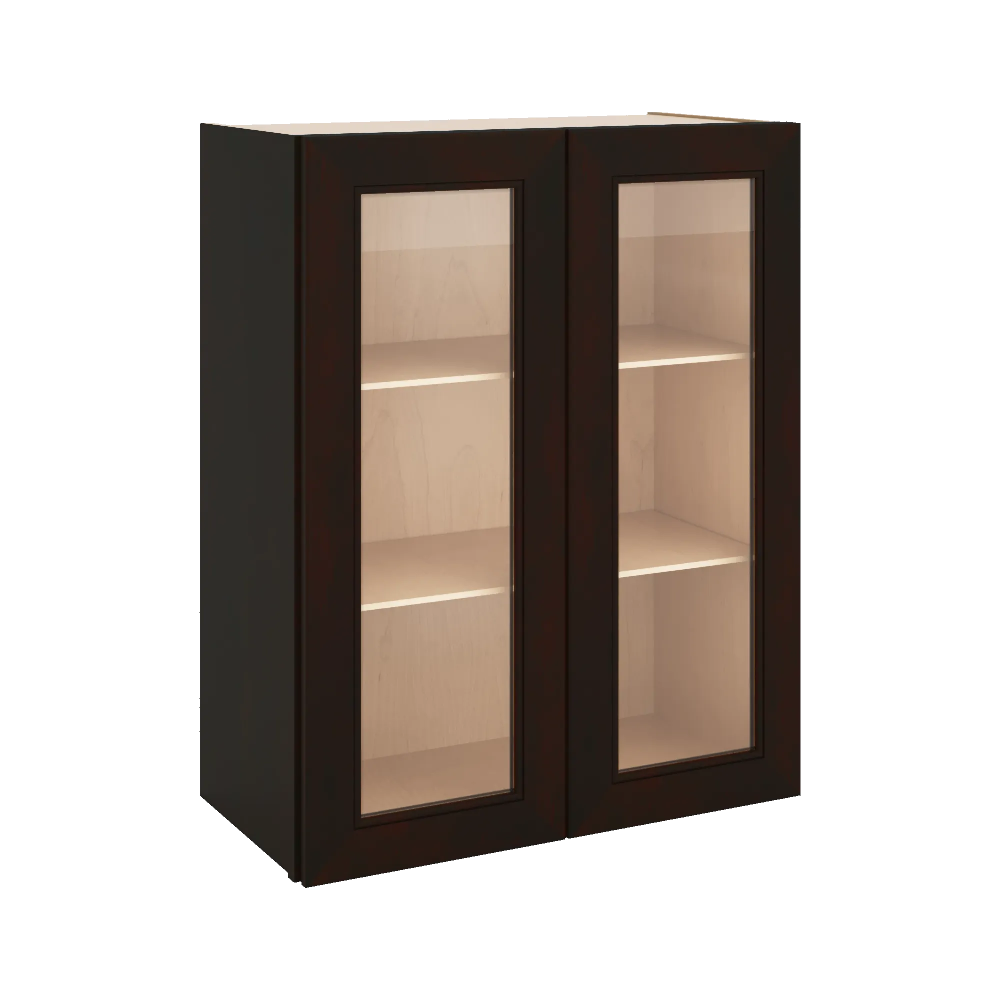 J&K Espresso K8 Wall Glass Cabinet - 24" W x 30" H (No Glass Insert)