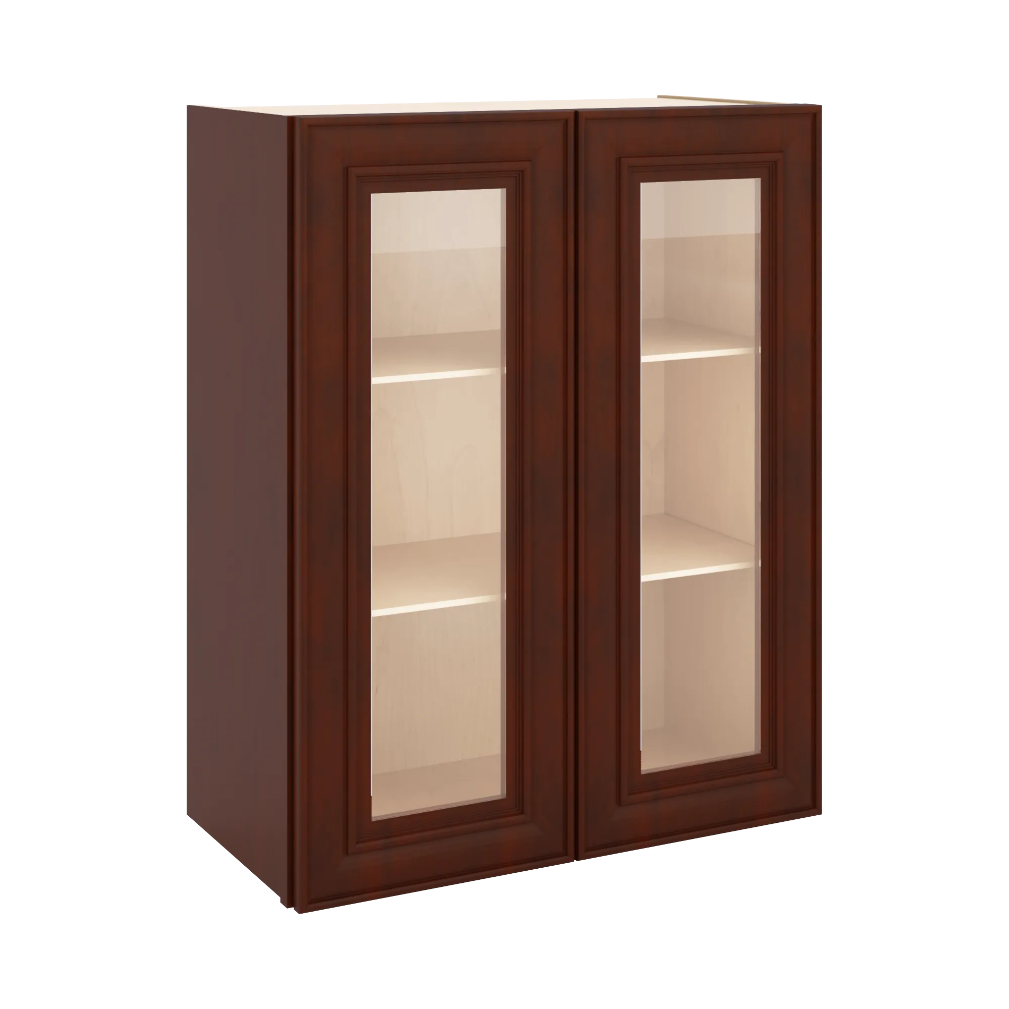 J&K Mahogany J5 Wall Glass Cabinet - 24" W x 30" H (No Glass Insert)