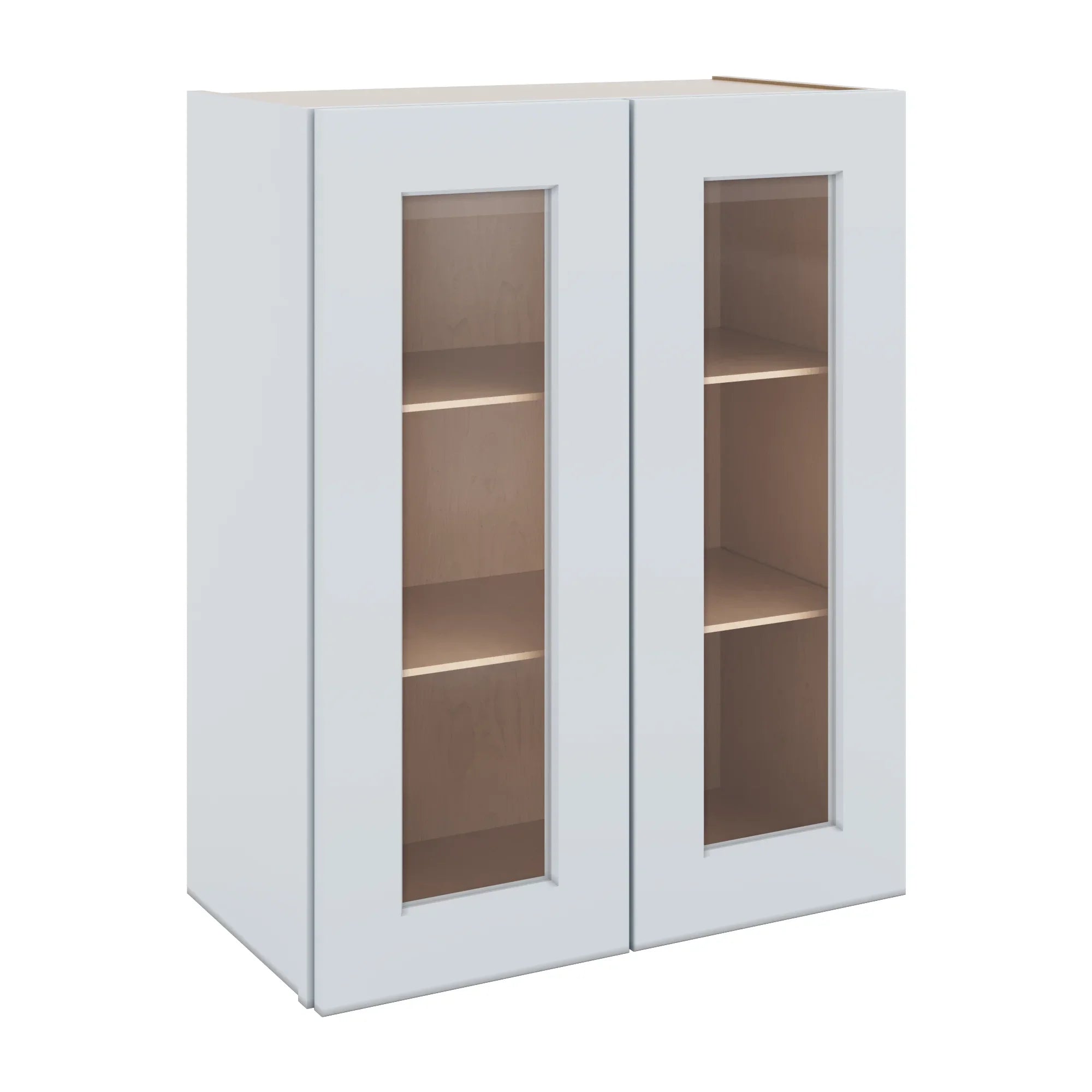 J&K White Shaker S8 Wall Glass Cabinet - 24" W x 30" H (No Glass Insert)