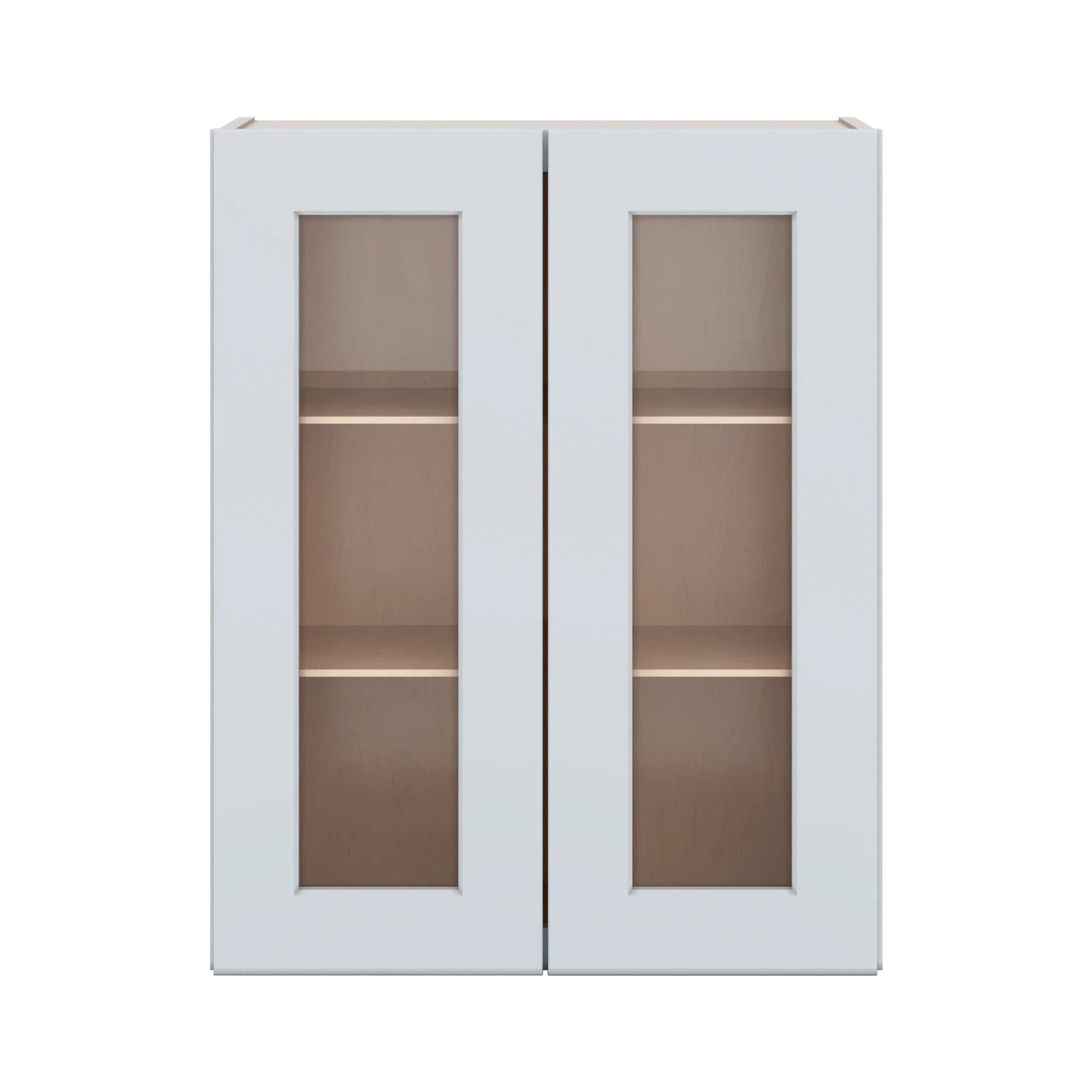 J&K White Shaker S8 Wall Glass Cabinet   24" W x 30" H (No Glass Insert)