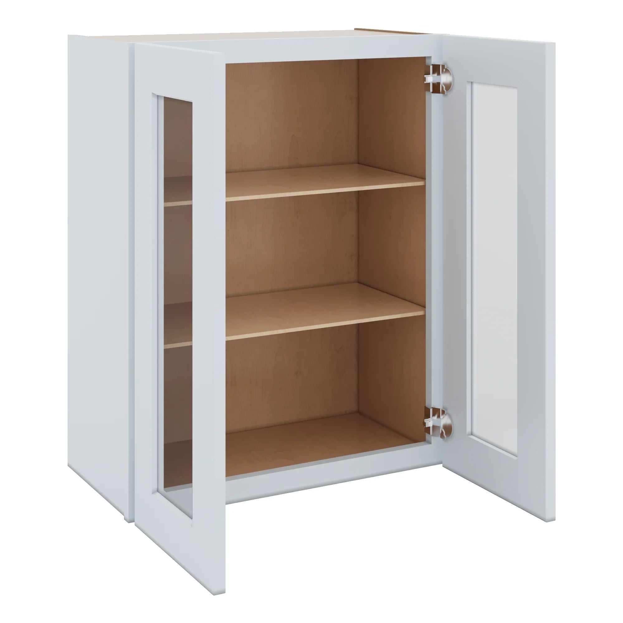 J&K White Shaker S8 Wall Glass Cabinet   24" W x 30" H (No Glass Insert)