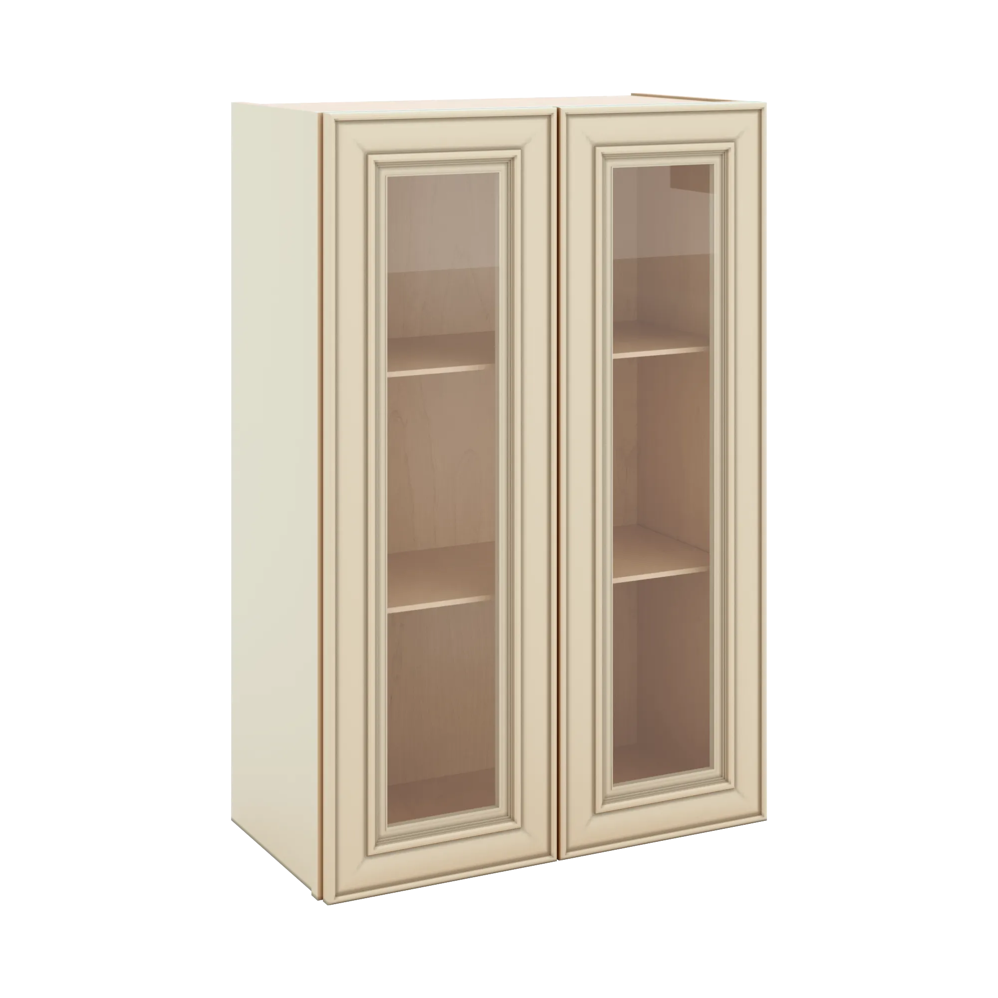 J&K Creme Glazed A7 Wall Glass Cabinet - 24" W x 36" H (No Glass Insert)