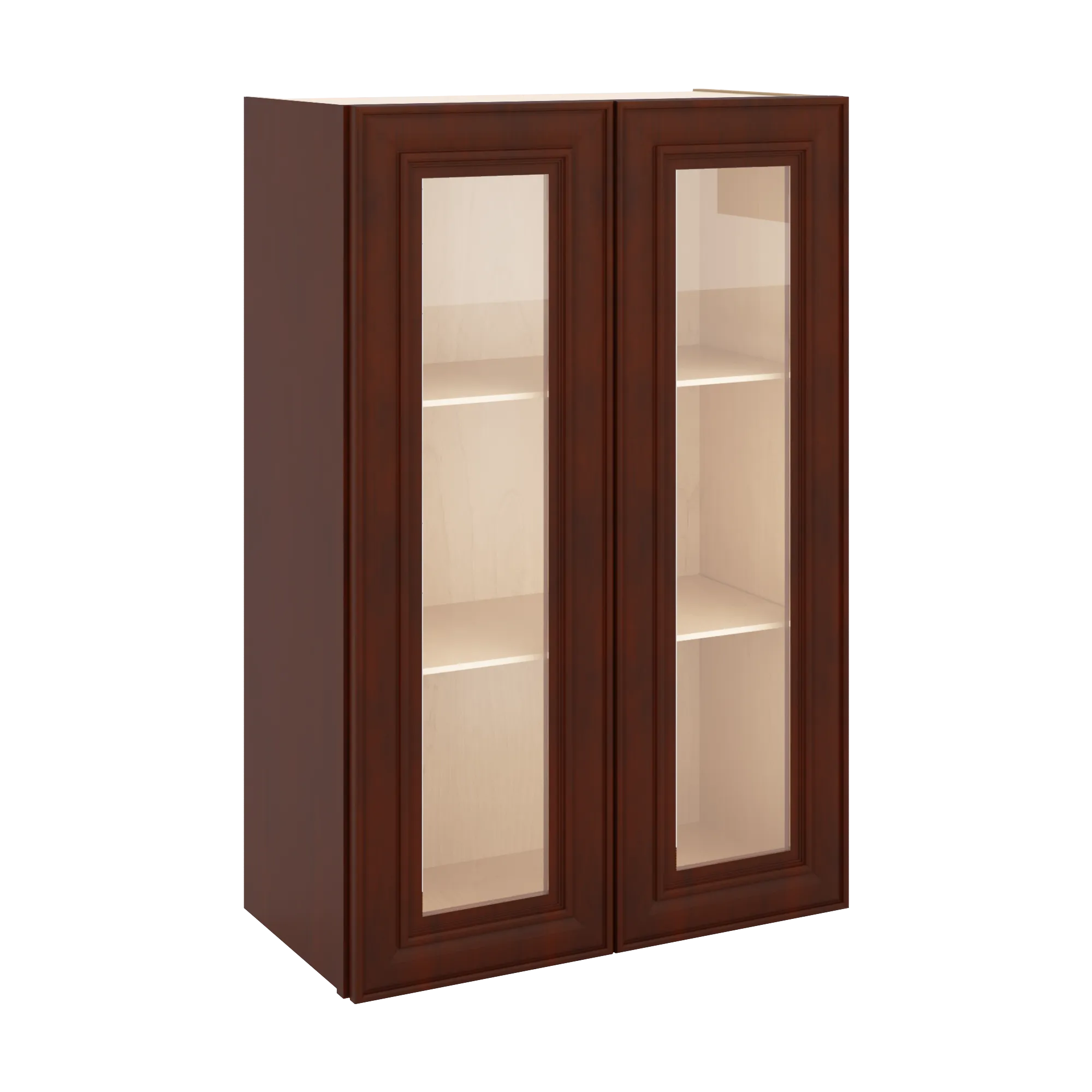 J&K Mahogany J5 Wall Glass Cabinet - 24" W x 36" H (No Glass Insert)
