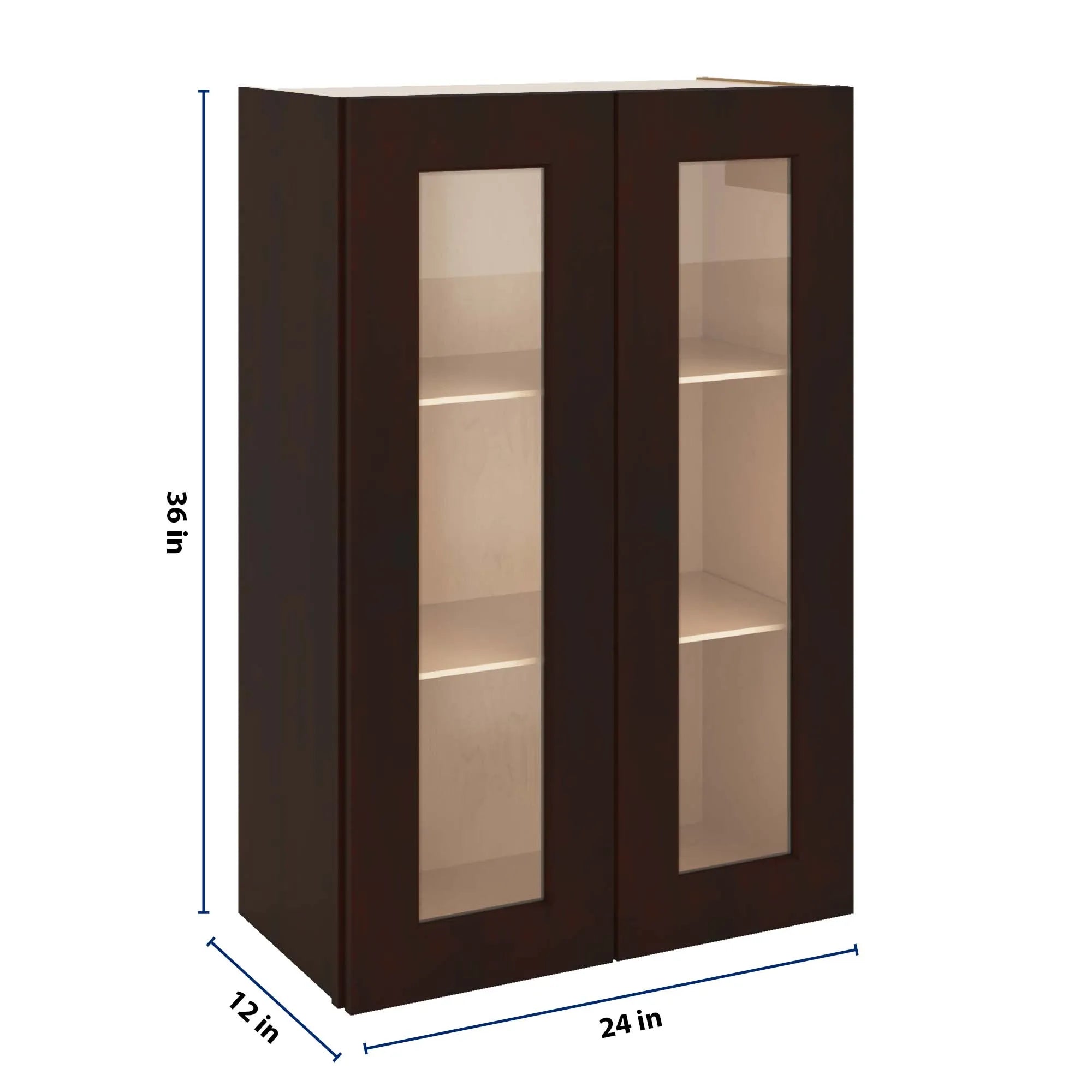 J&K Java Coffee S1 Wall Glass Cabinet - 24" W x 36" H (No Glass Insert)