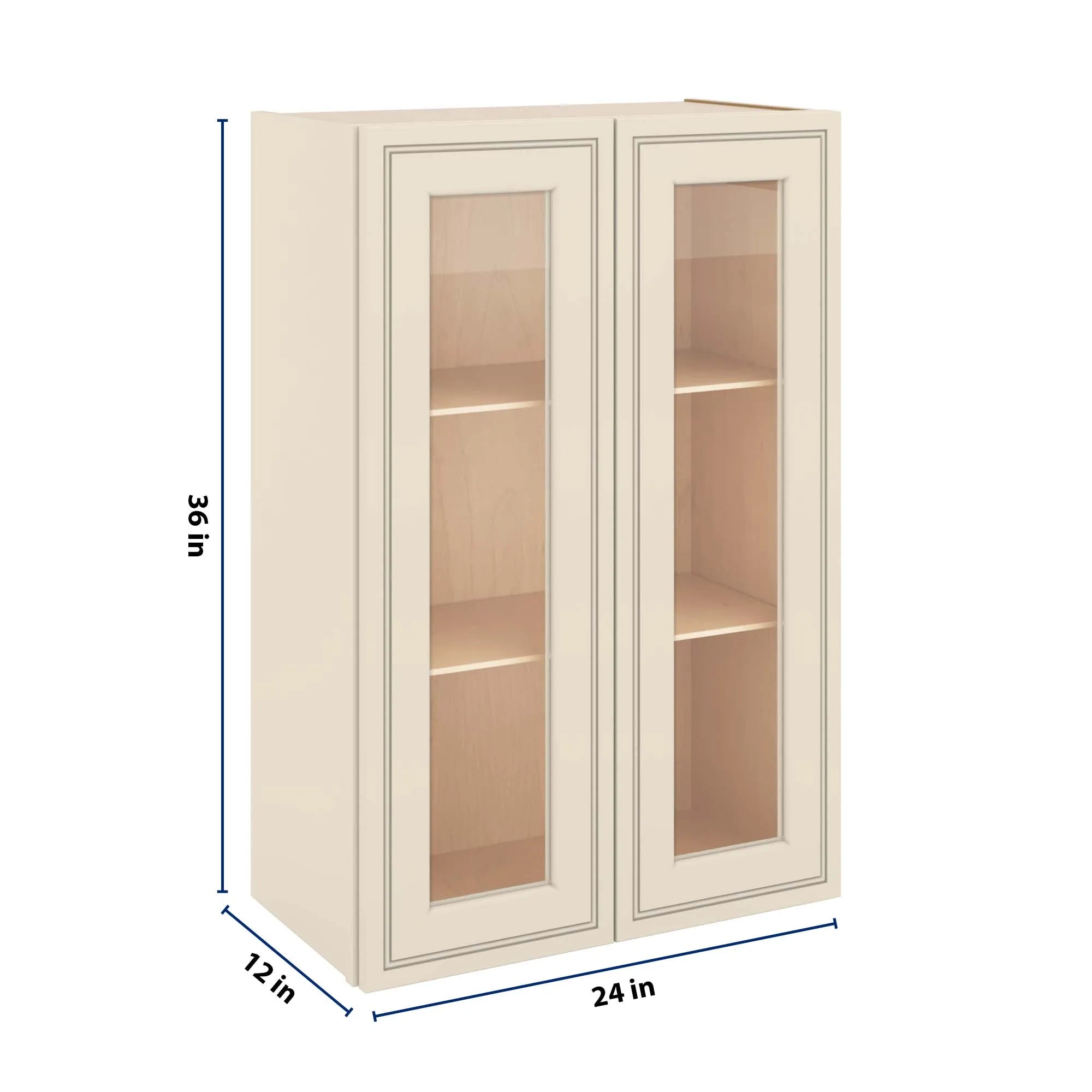 J&K Pearl Glazed H9 Wall Glass Cabinet - 24" W x 36" H (No Glass Insert)