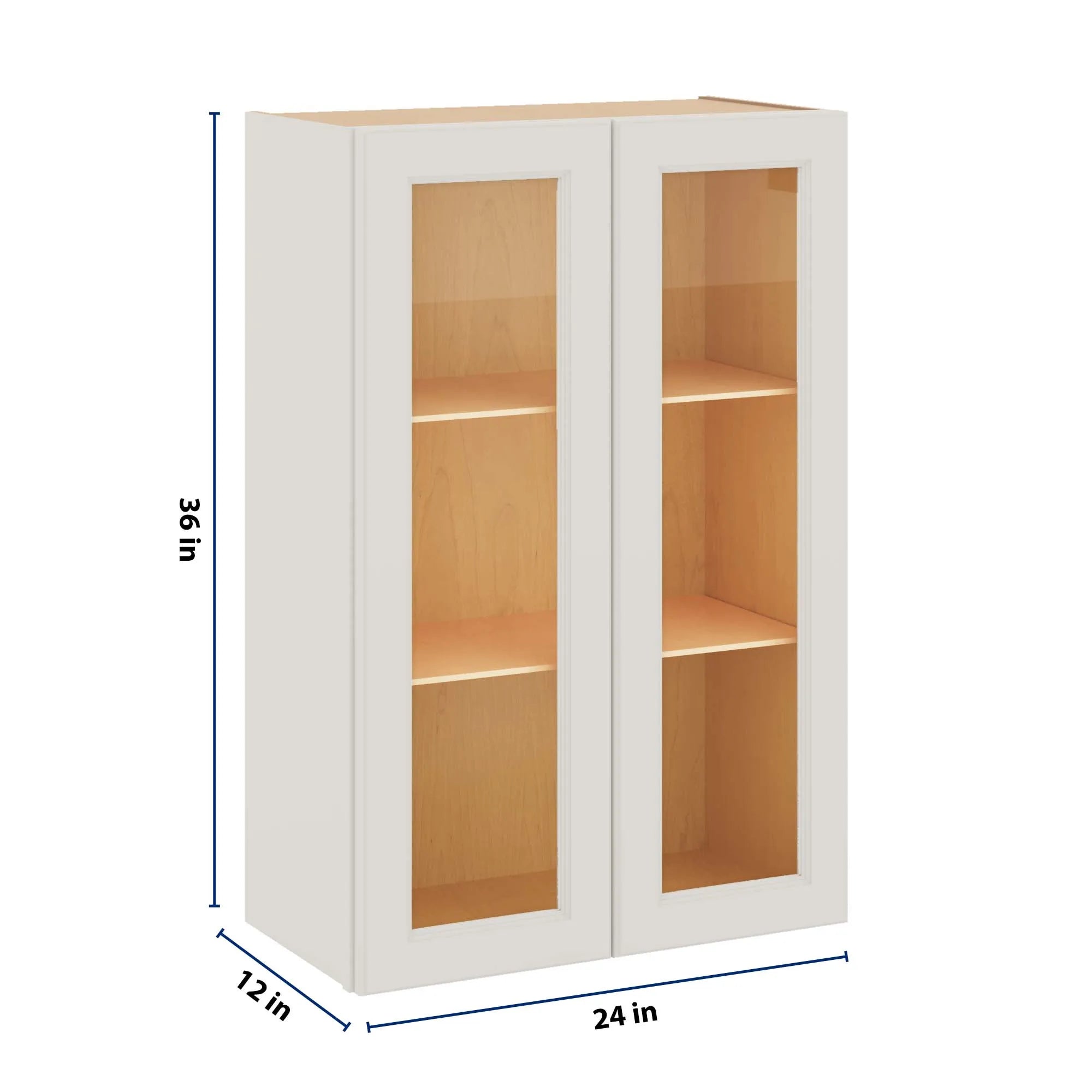 J&K Dove E1 Wall Glass Cabinet - 24" W x 36" H (No Glass Insert)