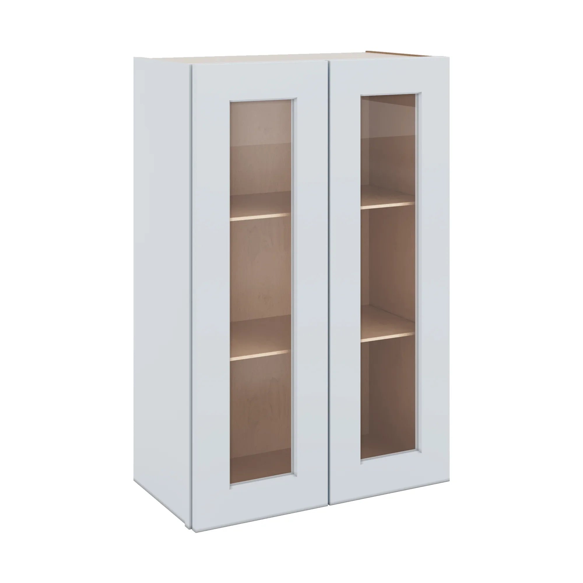 J&K White Shaker S8 Wall Glass Cabinet - 24" W x 36" H (No Glass Insert)
