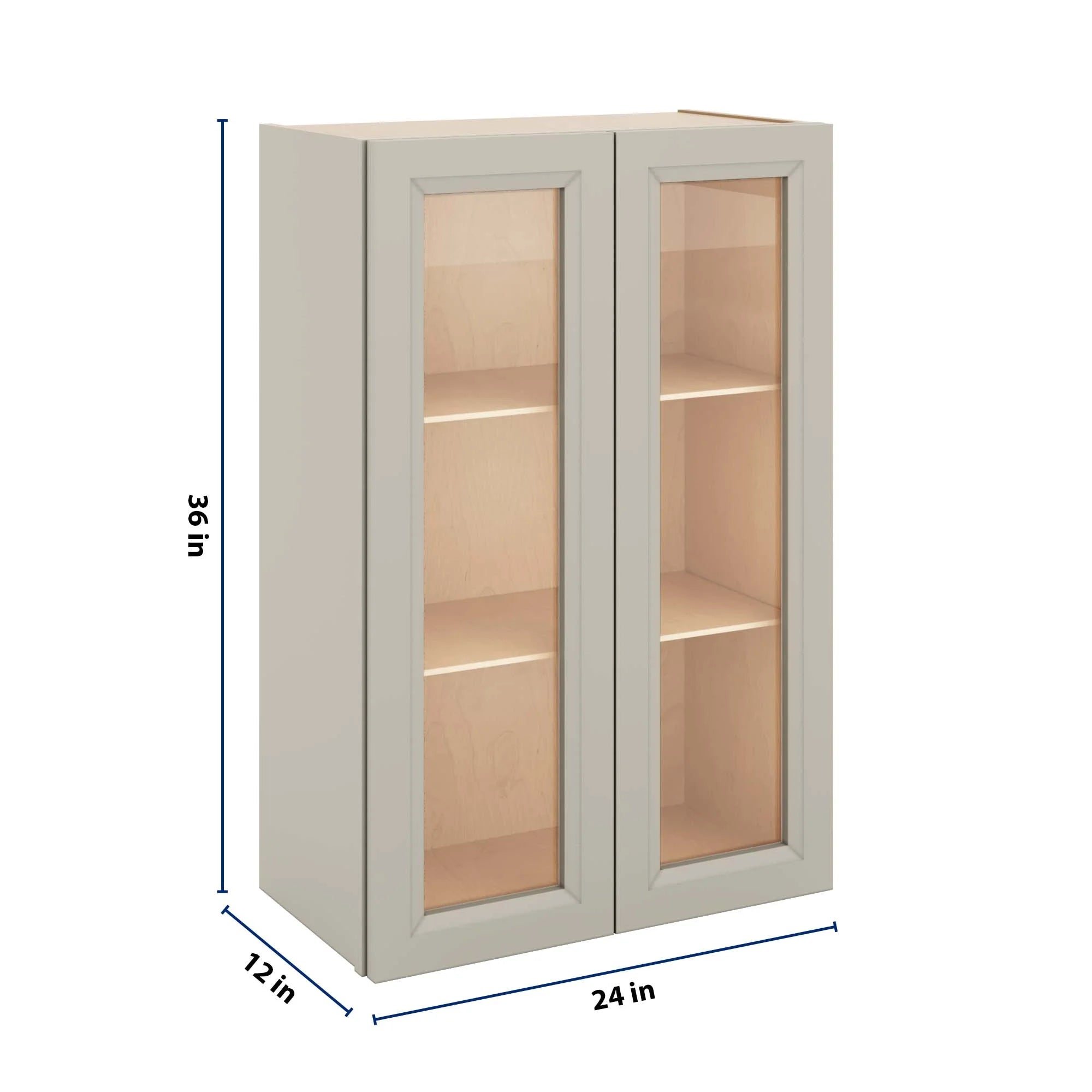 J&K Pebble B6 Wall Glass Cabinet - 24" W x 36" H (No Glass Insert)