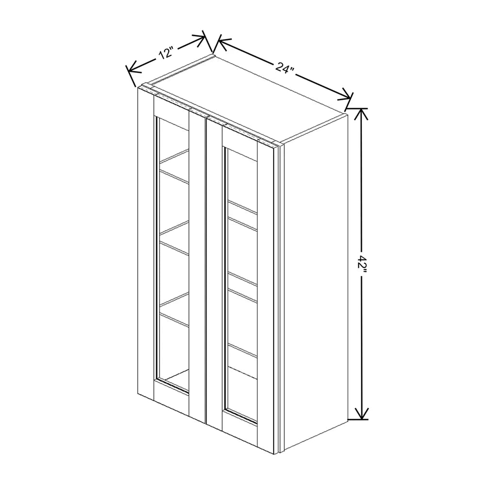 J&K Pebble B6 Wall Glass Cabinet - 24" W x 42" H (No Glass Insert)